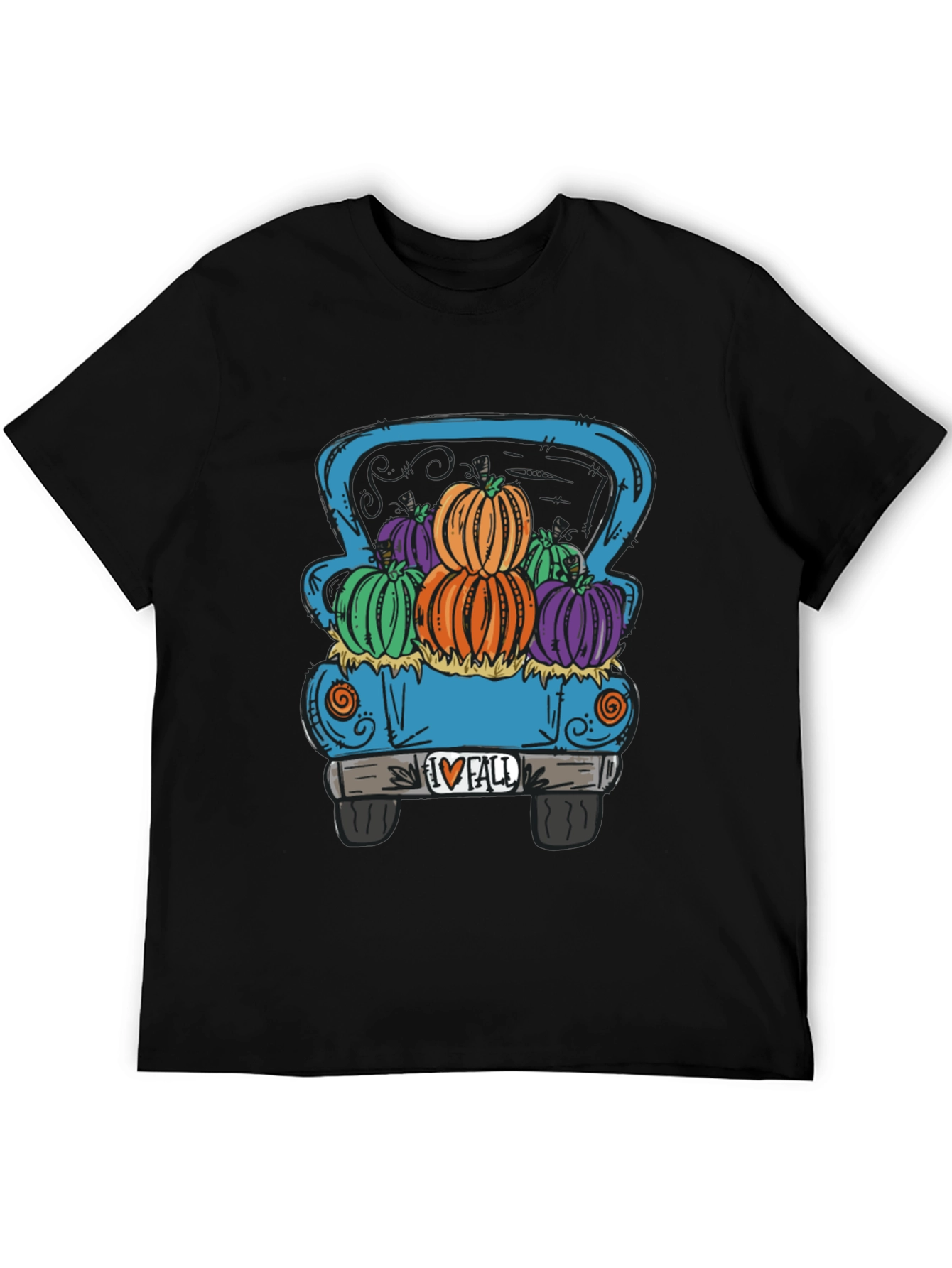 Fall Pumpkin Truck Graphic Tee - Black