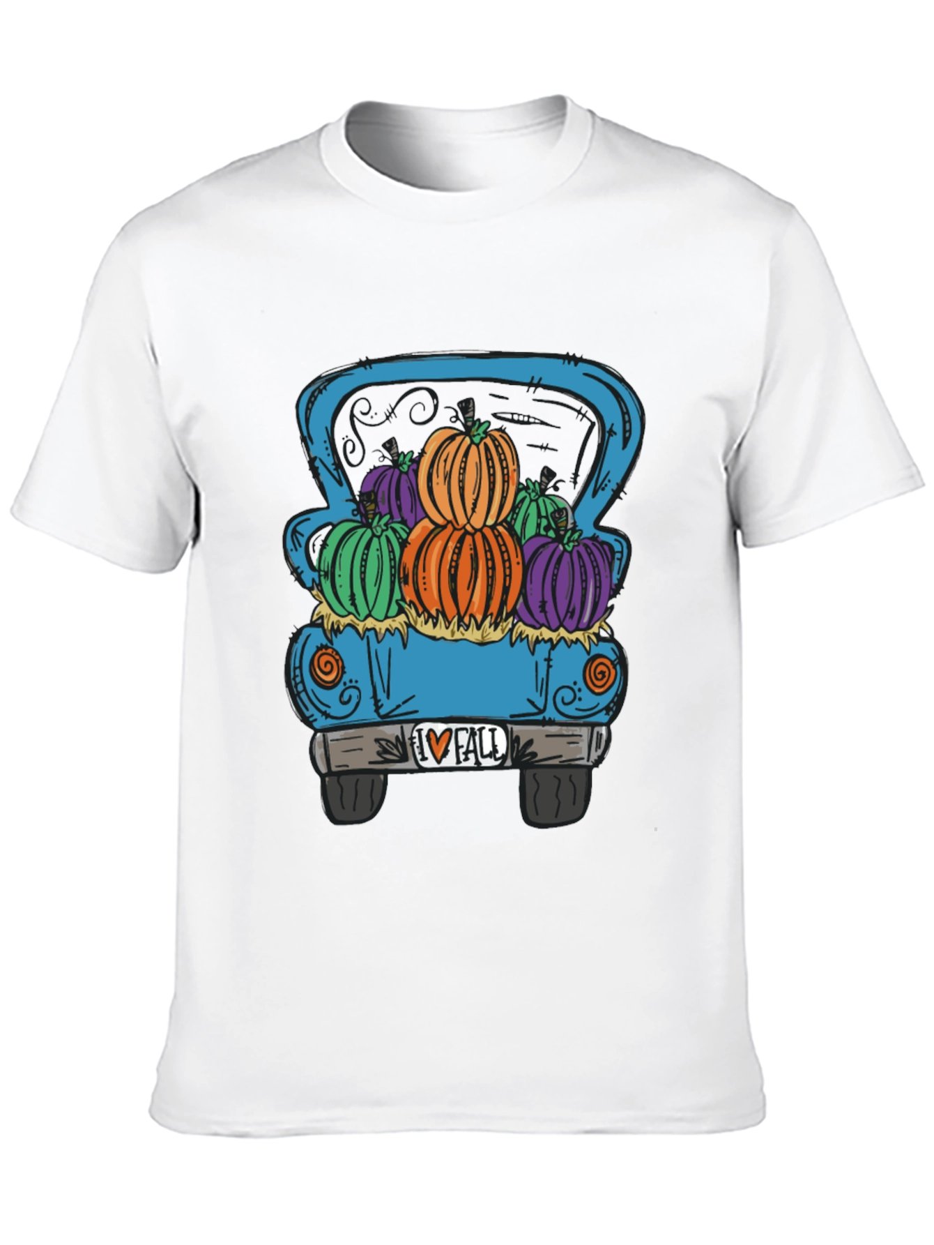 Fall Pumpkin Truck Graphic Tee - Black