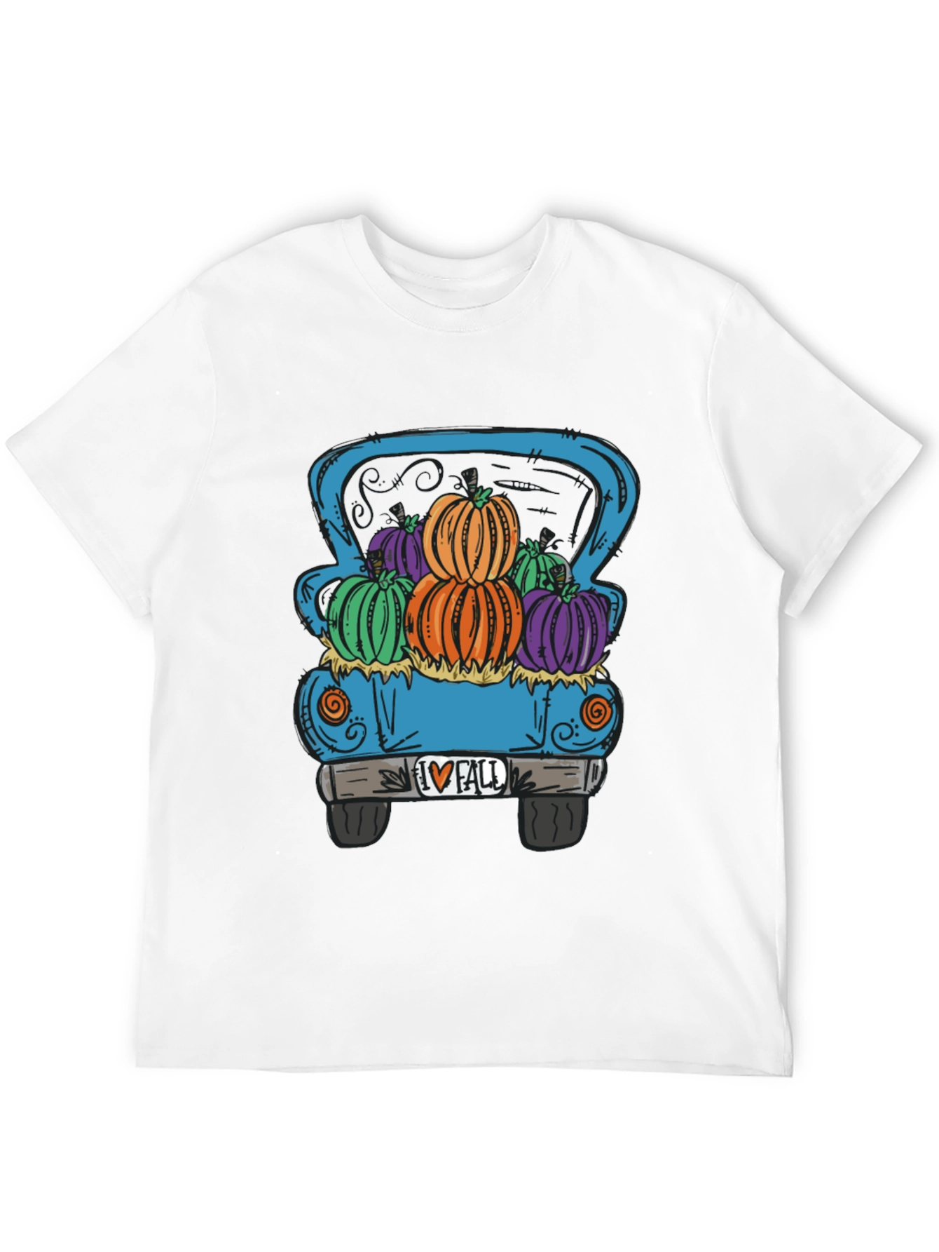 Fall Pumpkin Truck Graphic Tee - Black
