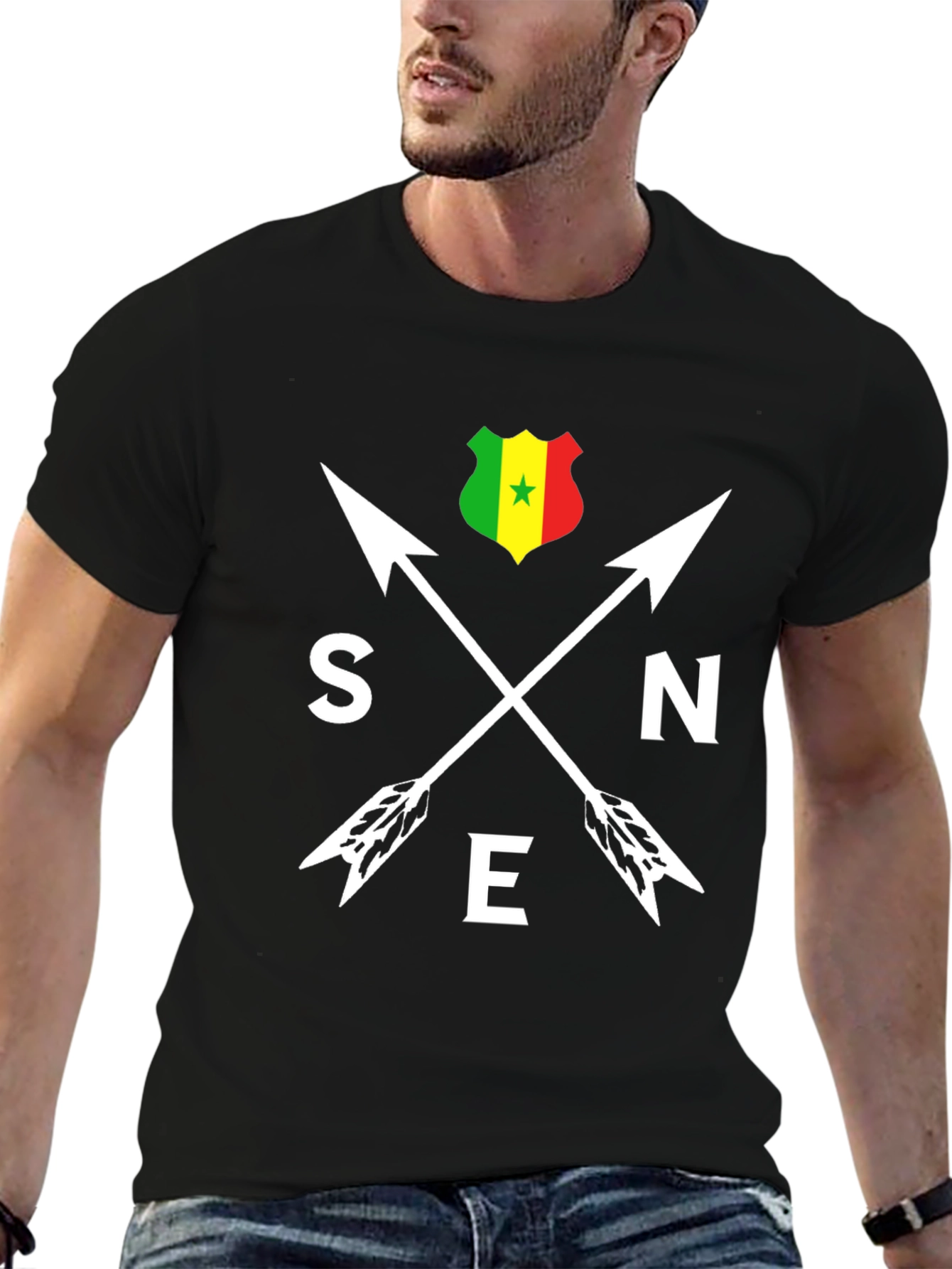 Senegal Arrows T-Shirt - Black Cotton Tee