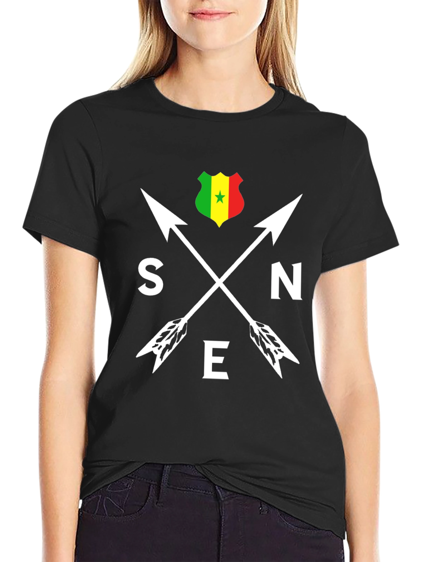 Senegal Arrows T-Shirt - Black Cotton Tee