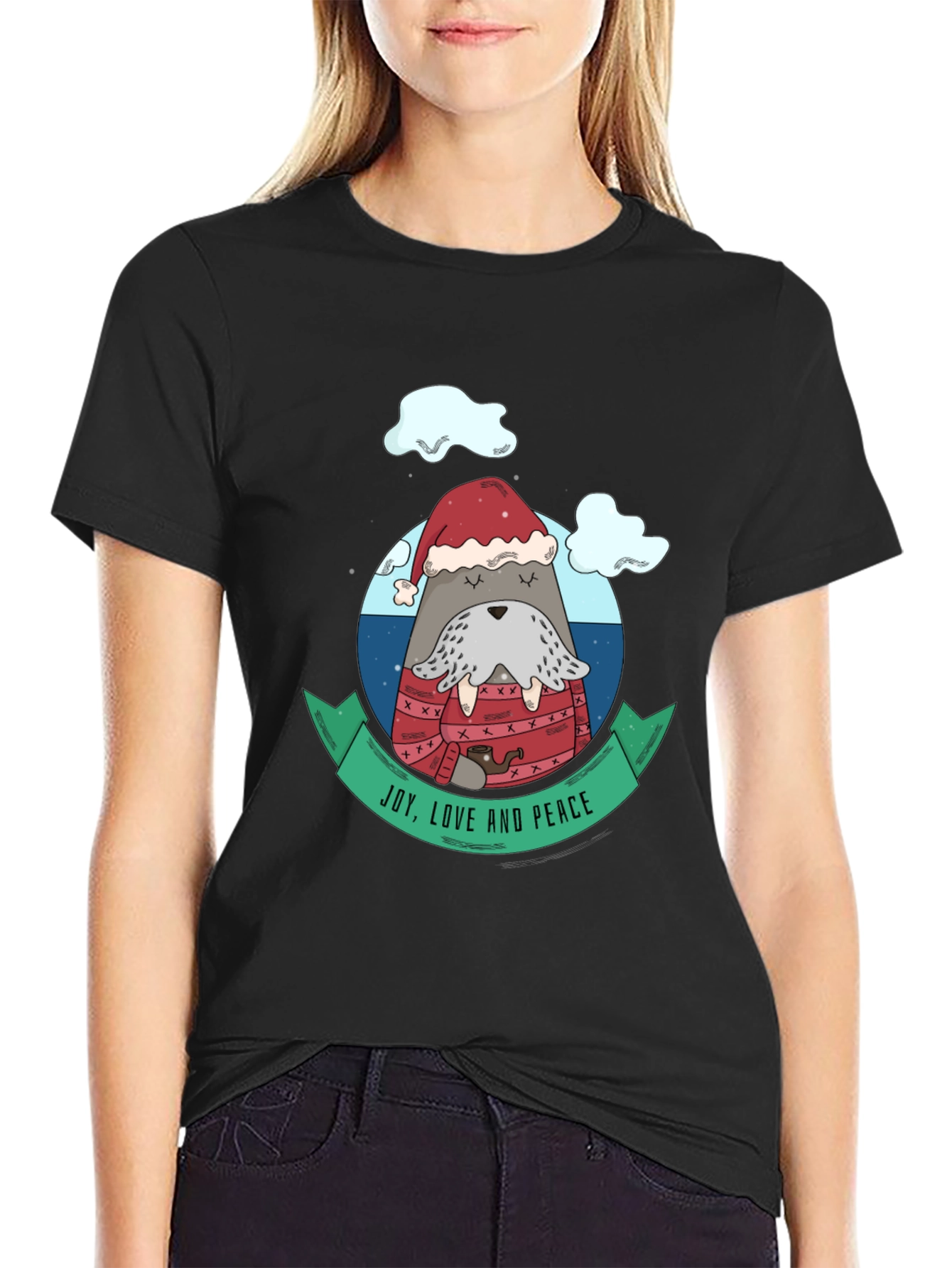 Joy Love Peace Holiday Walrus T-Shirt