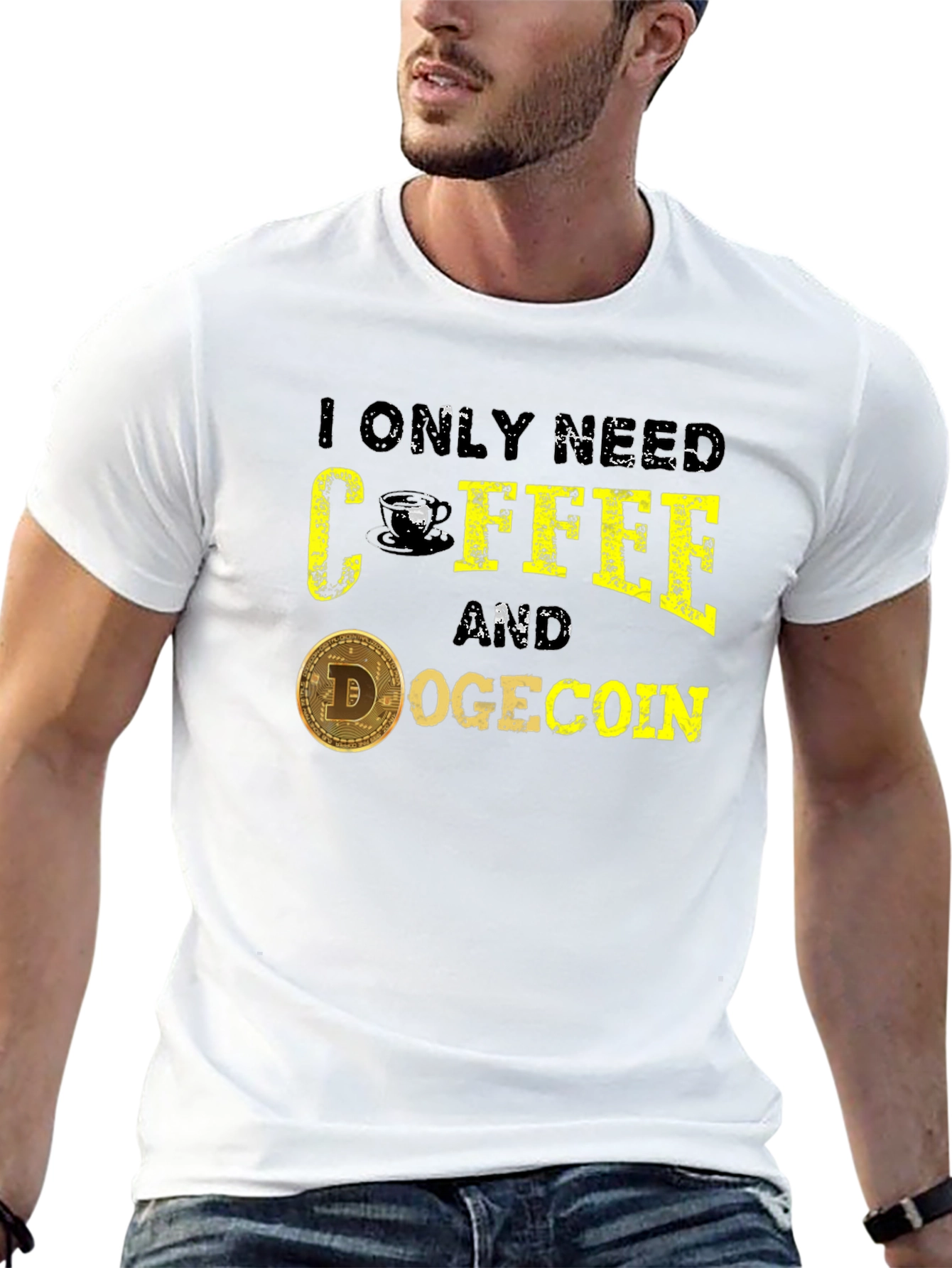 Coffee & Dogecoin Graphic Tee - Crypto Lover T-Shirt