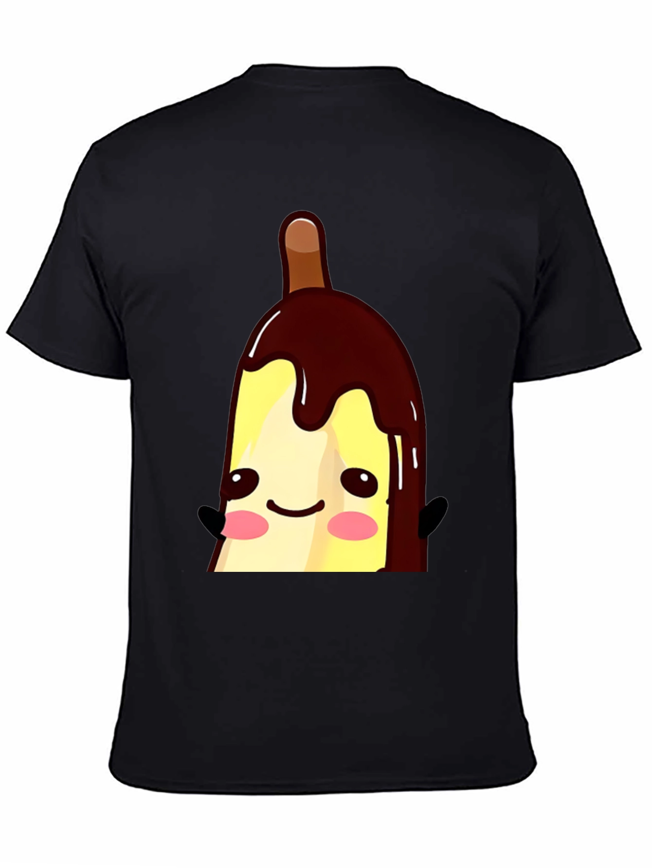 Cute Banana Popsicle Graphic Tee - Black Cotton T-Shirt