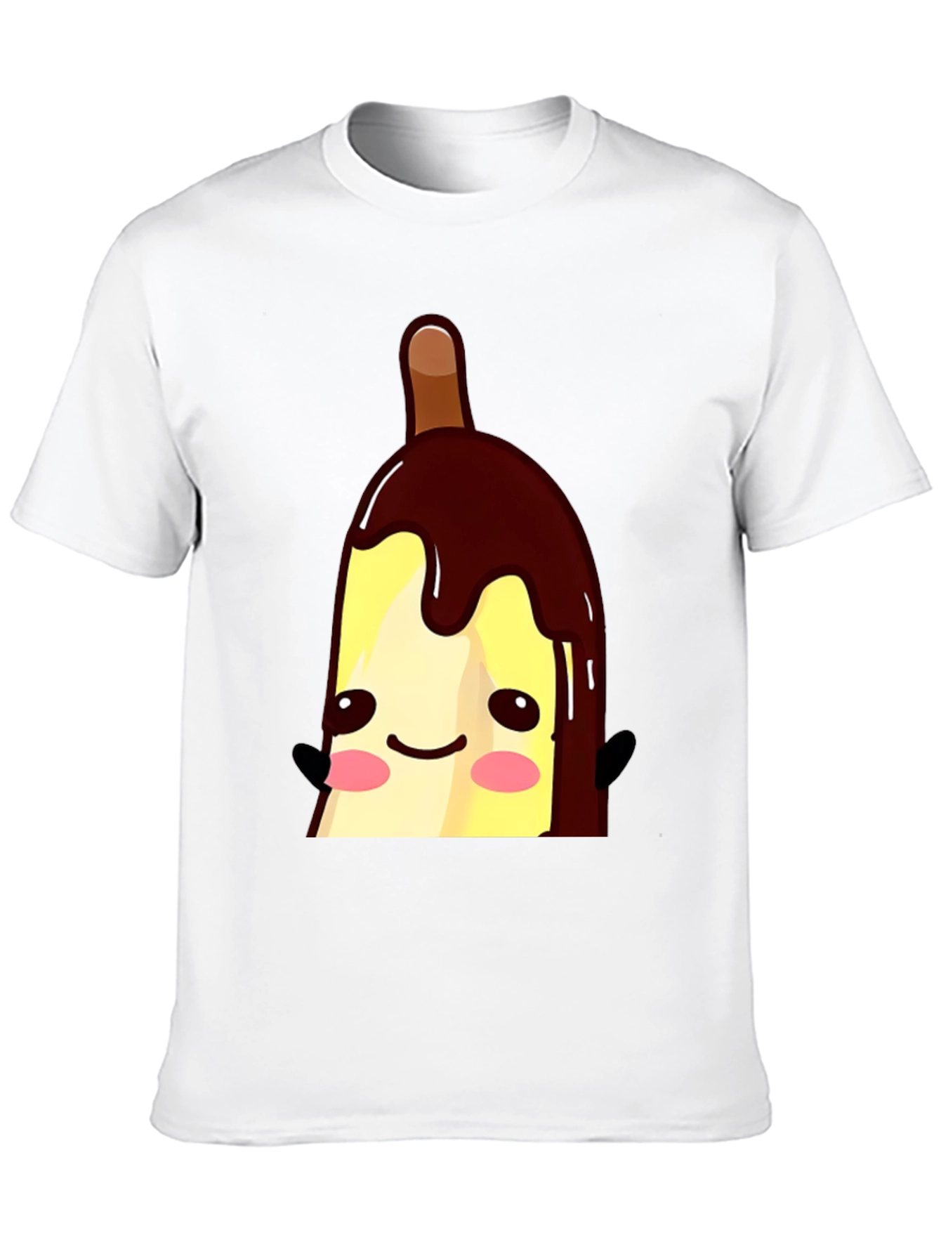 Cute Banana Popsicle Graphic Tee - Black Cotton T-Shirt