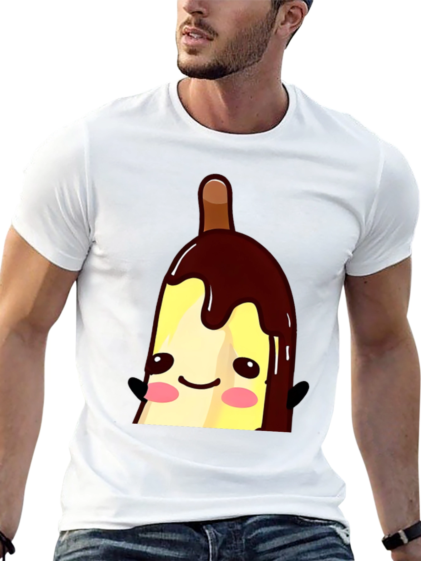 Cute Banana Popsicle Graphic Tee - Black Cotton T-Shirt