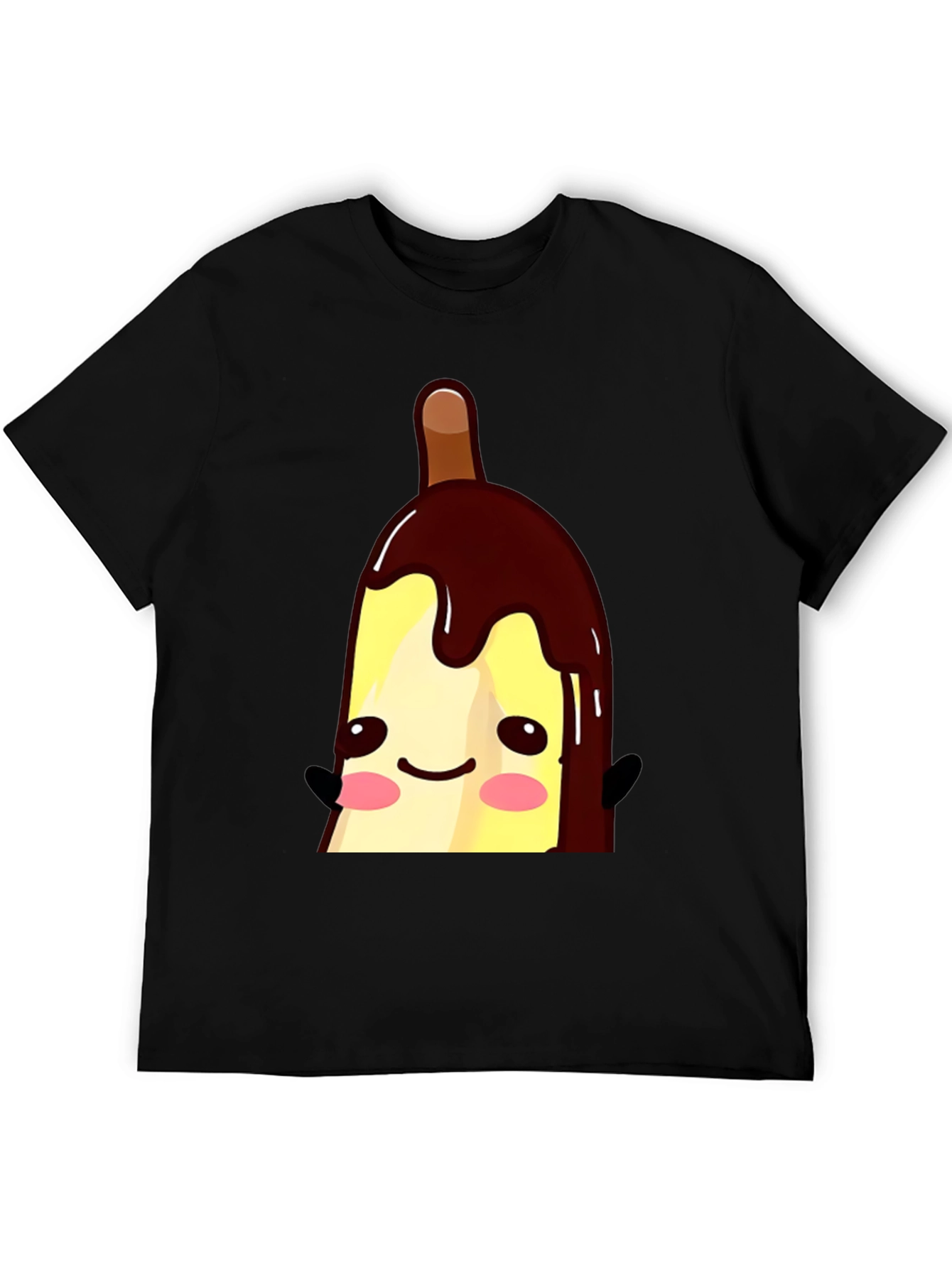 Cute Banana Popsicle Graphic Tee - Black Cotton T-Shirt