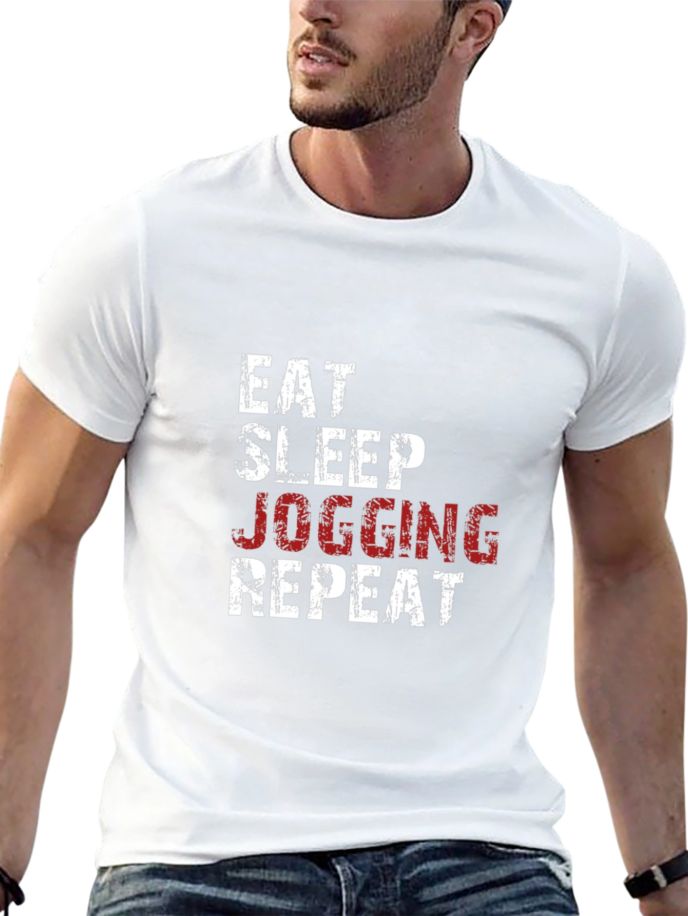 Eat Sleep Jogging Repeat Graphic Tee - Black