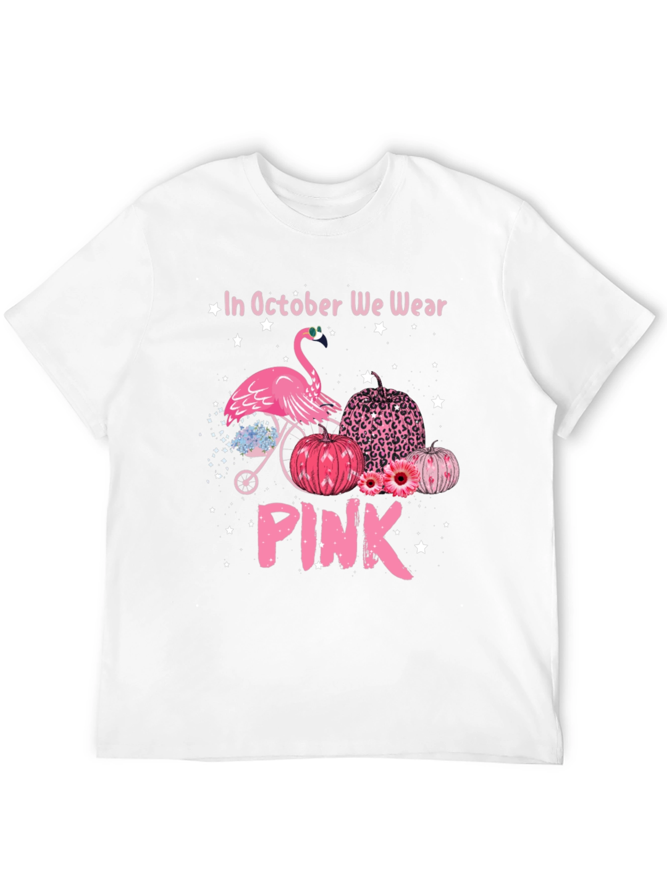October We Wear Pink Flamingo Breast Cancer Awareness T-Shirt