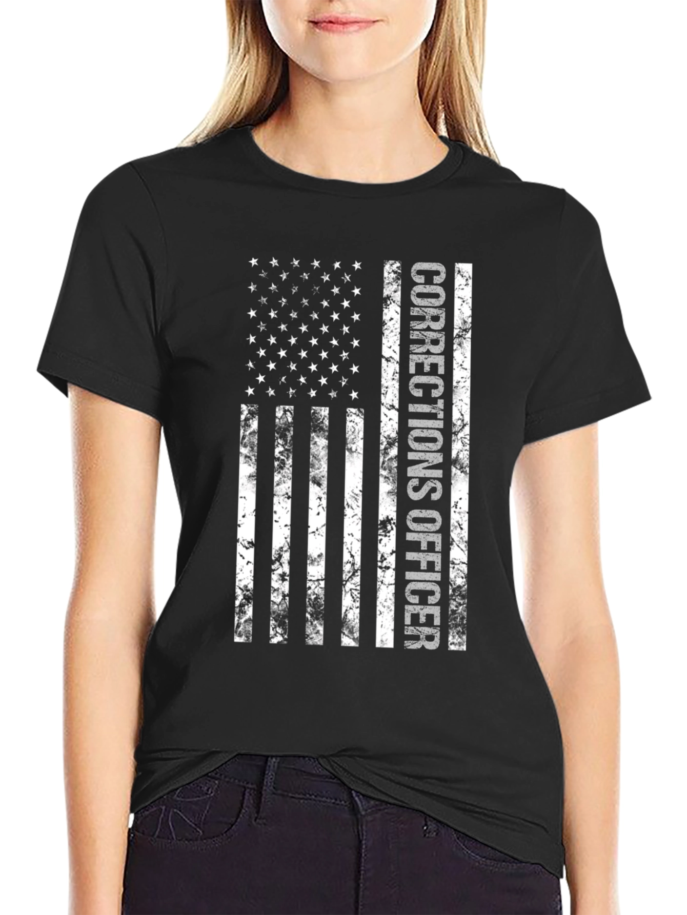 Corrections Officer American Flag Graphic T-Shirt