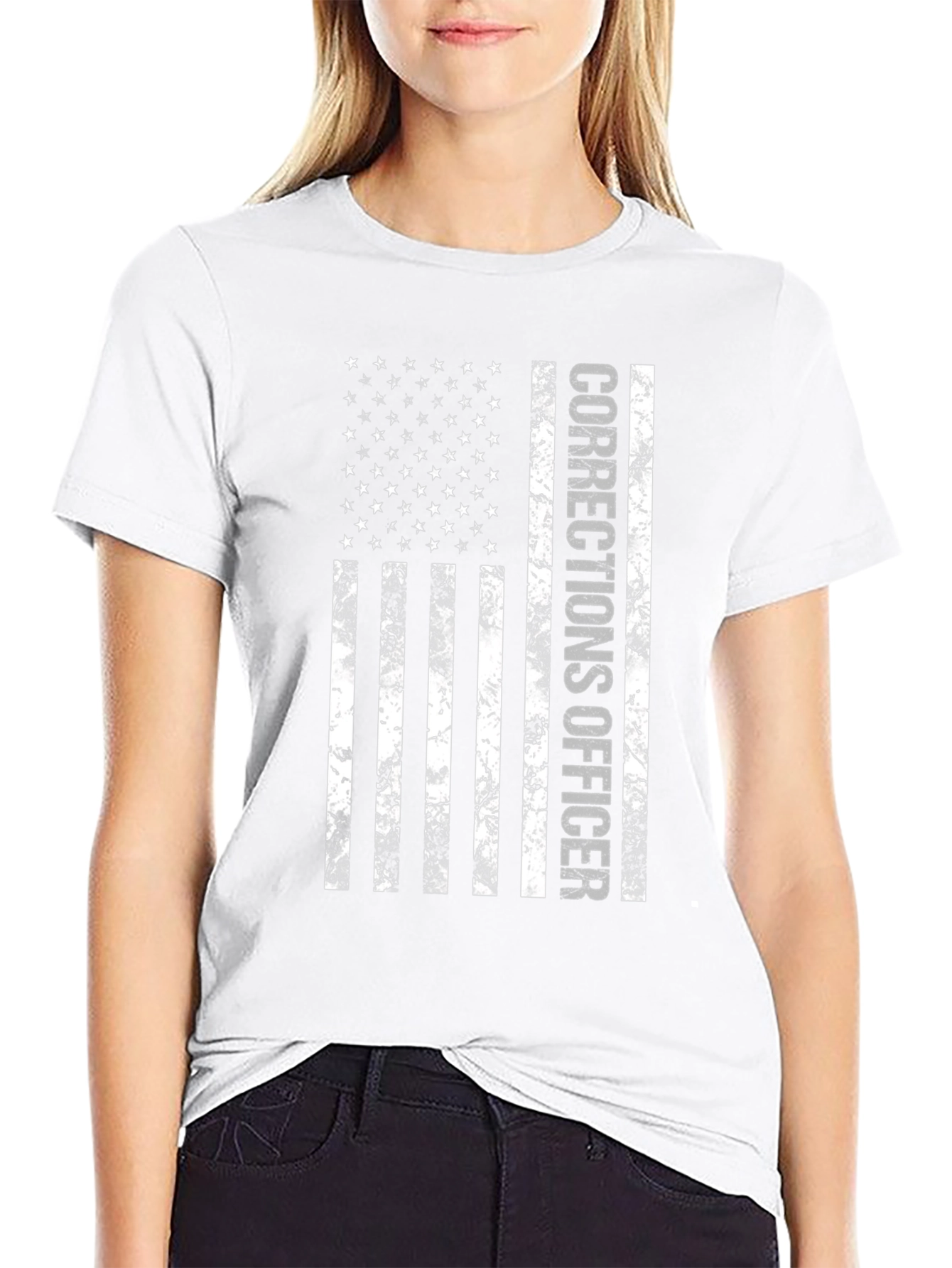 Corrections Officer American Flag Graphic T-Shirt
