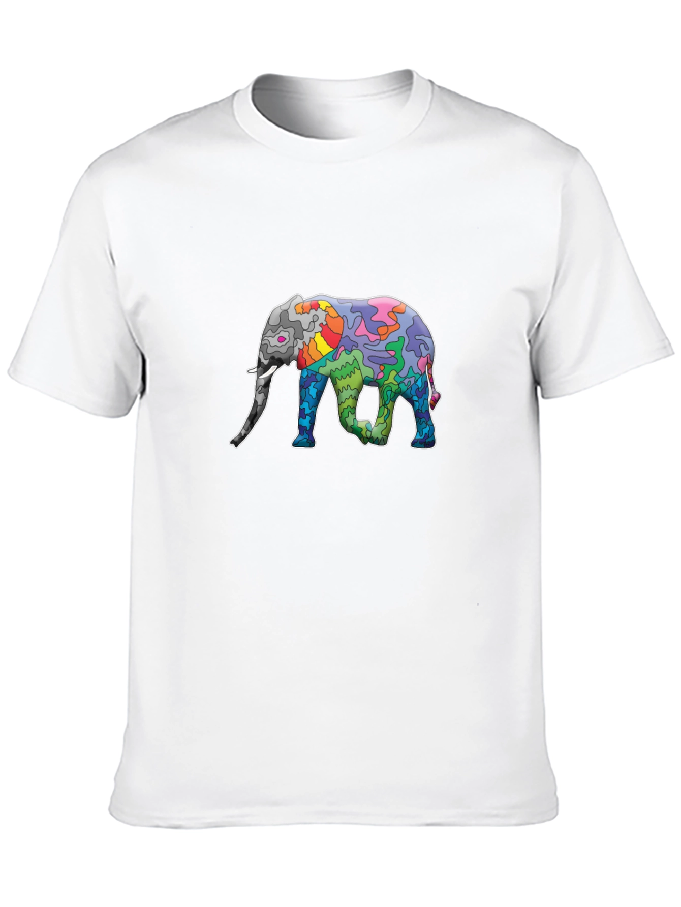 Elephant Art Print Black T-Shirt - Unique Design