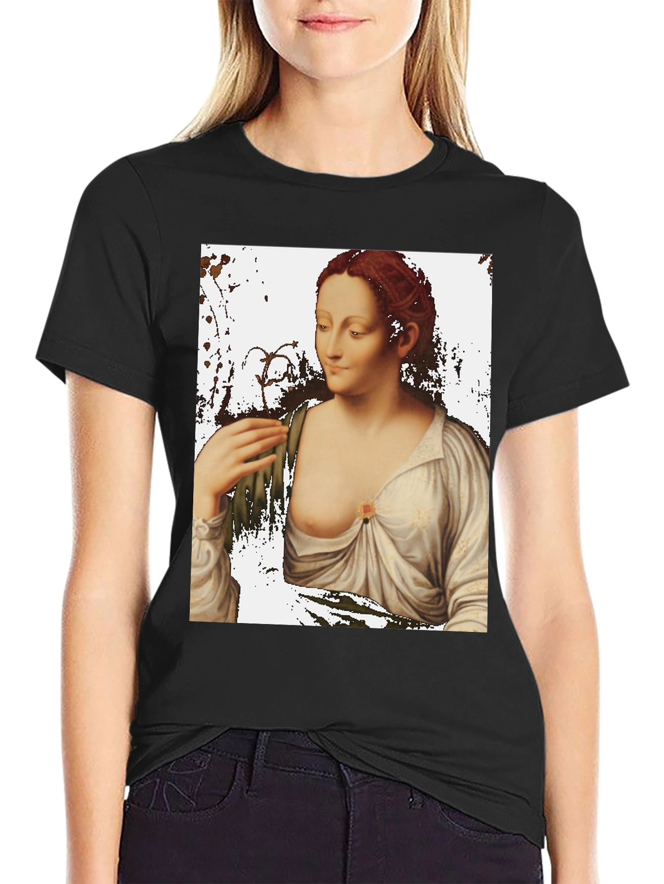 Classic Art Tee: Woman with Lily Portrait