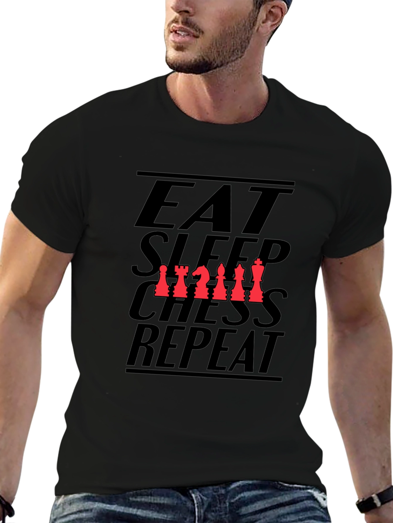 Eat Sleep Chess Repeat Black T-Shirt