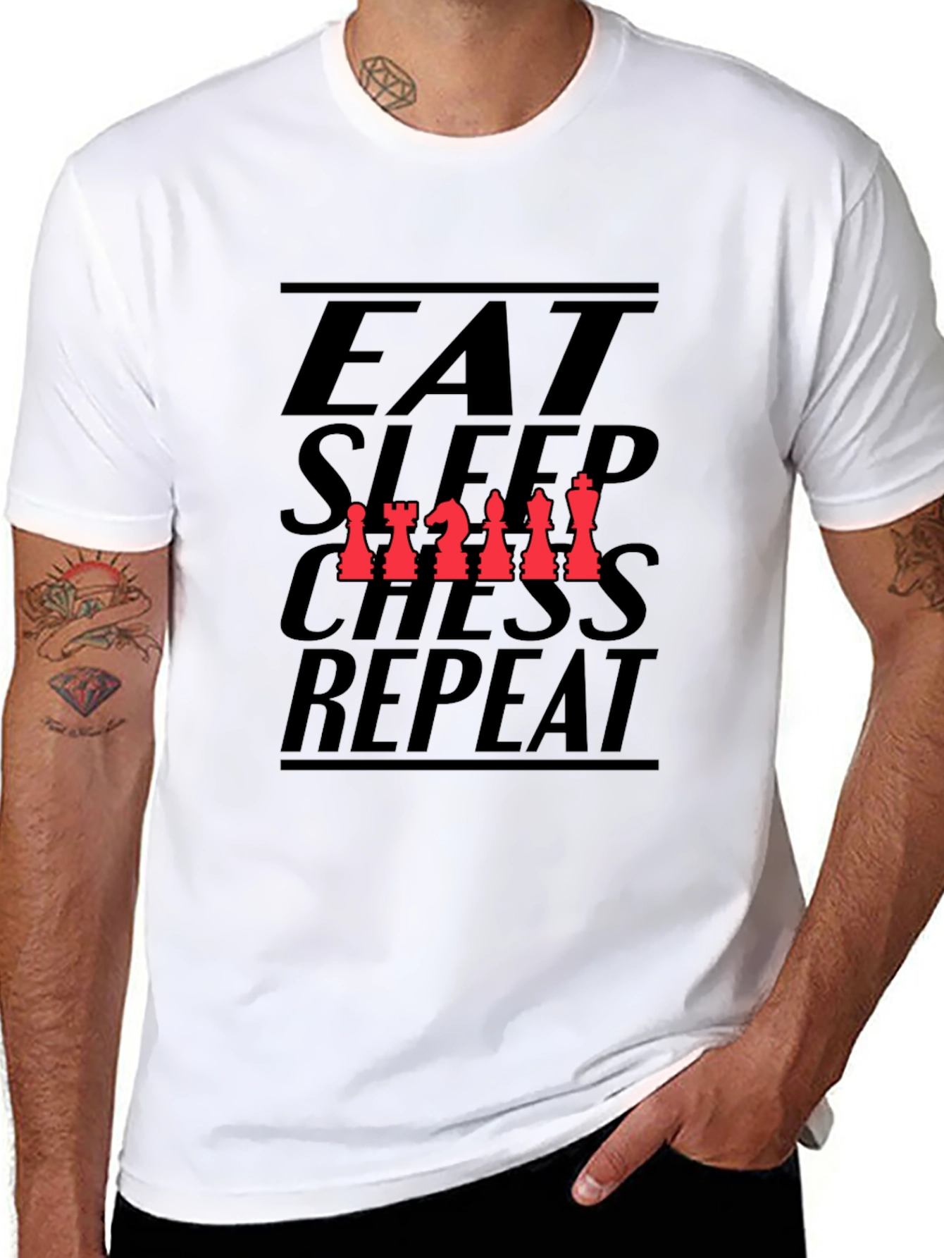 Eat Sleep Chess Repeat Black T-Shirt
