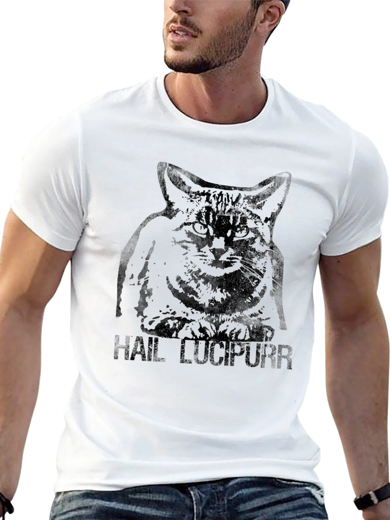 Hail Lucipurr T-Shirt - Dark Humor Cat Tee