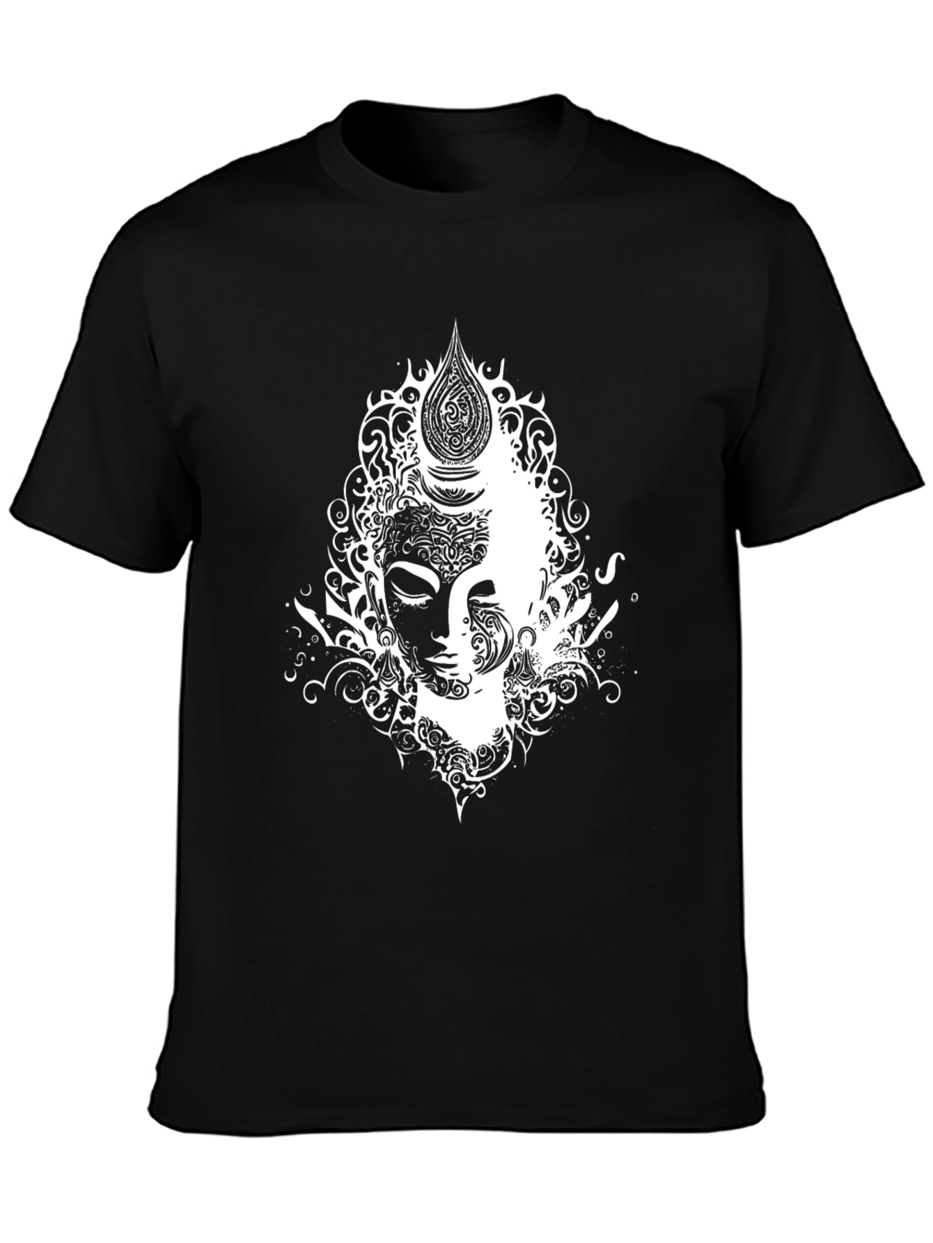 Abstract Buddha Graphic Tee - Black