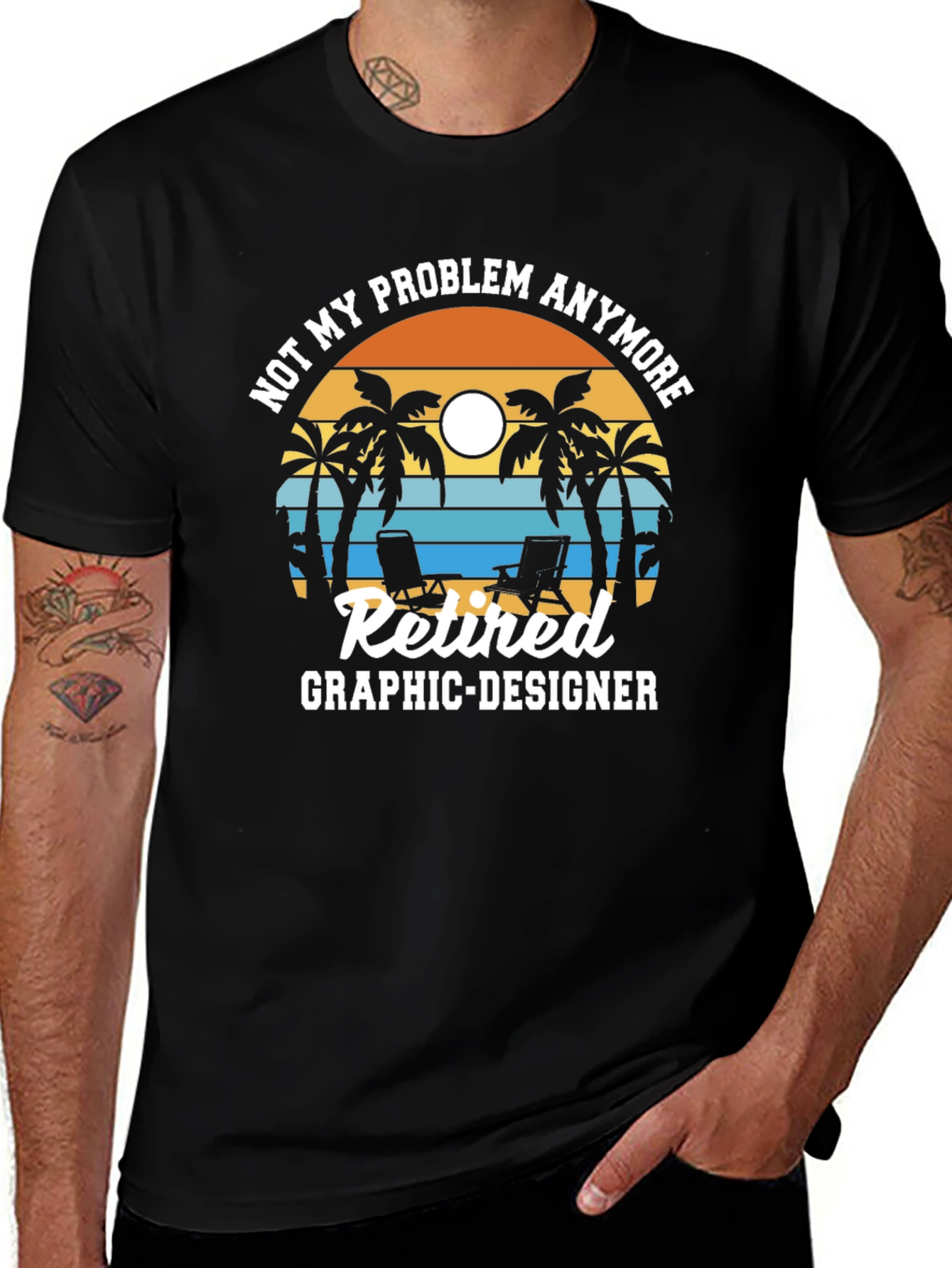Retired Graphic Designer T-Shirt - Beach Sunset Design