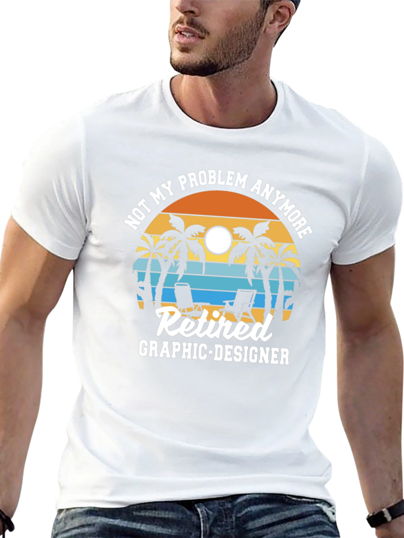 Retired Graphic Designer T-Shirt - Beach Sunset Design