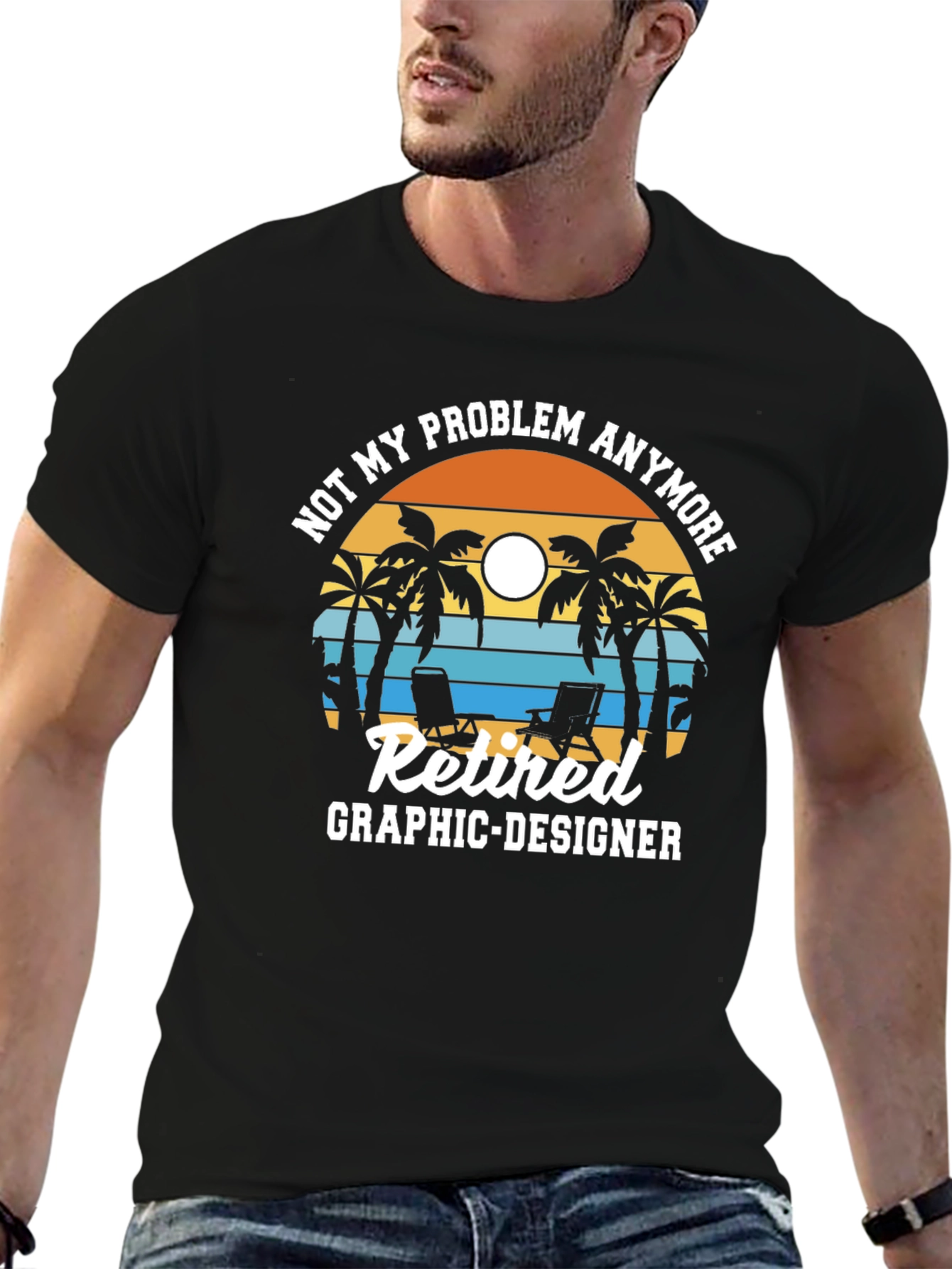 Retired Graphic Designer T-Shirt - Beach Sunset Design
