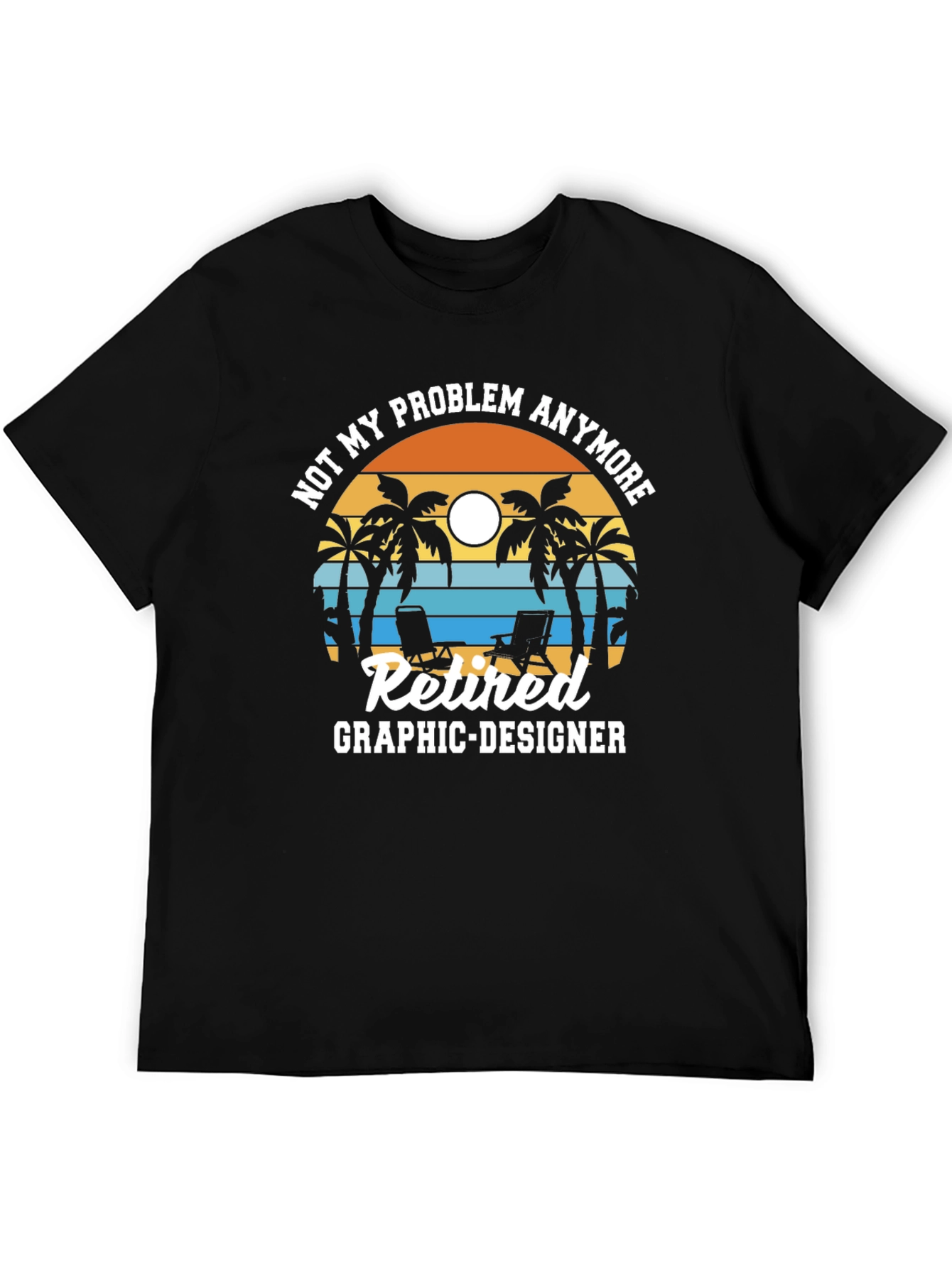 Retired Graphic Designer T-Shirt - Beach Sunset Design