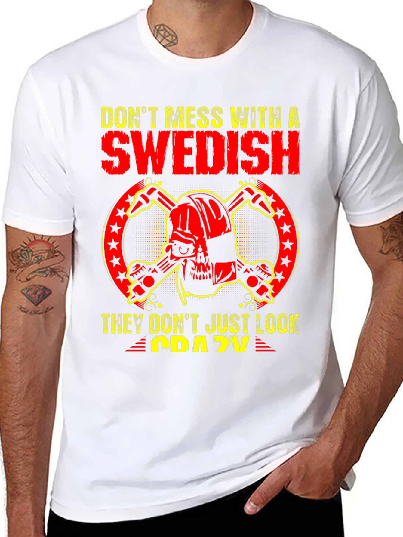 Dont Mess With Swedish Crazy Skull T-Shirt