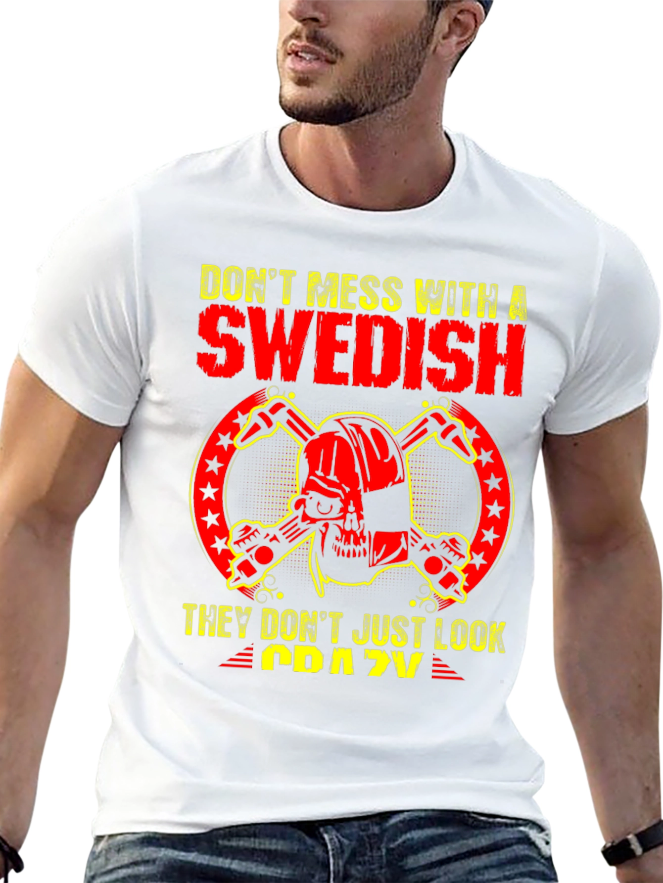 Dont Mess With Swedish Crazy Skull T-Shirt