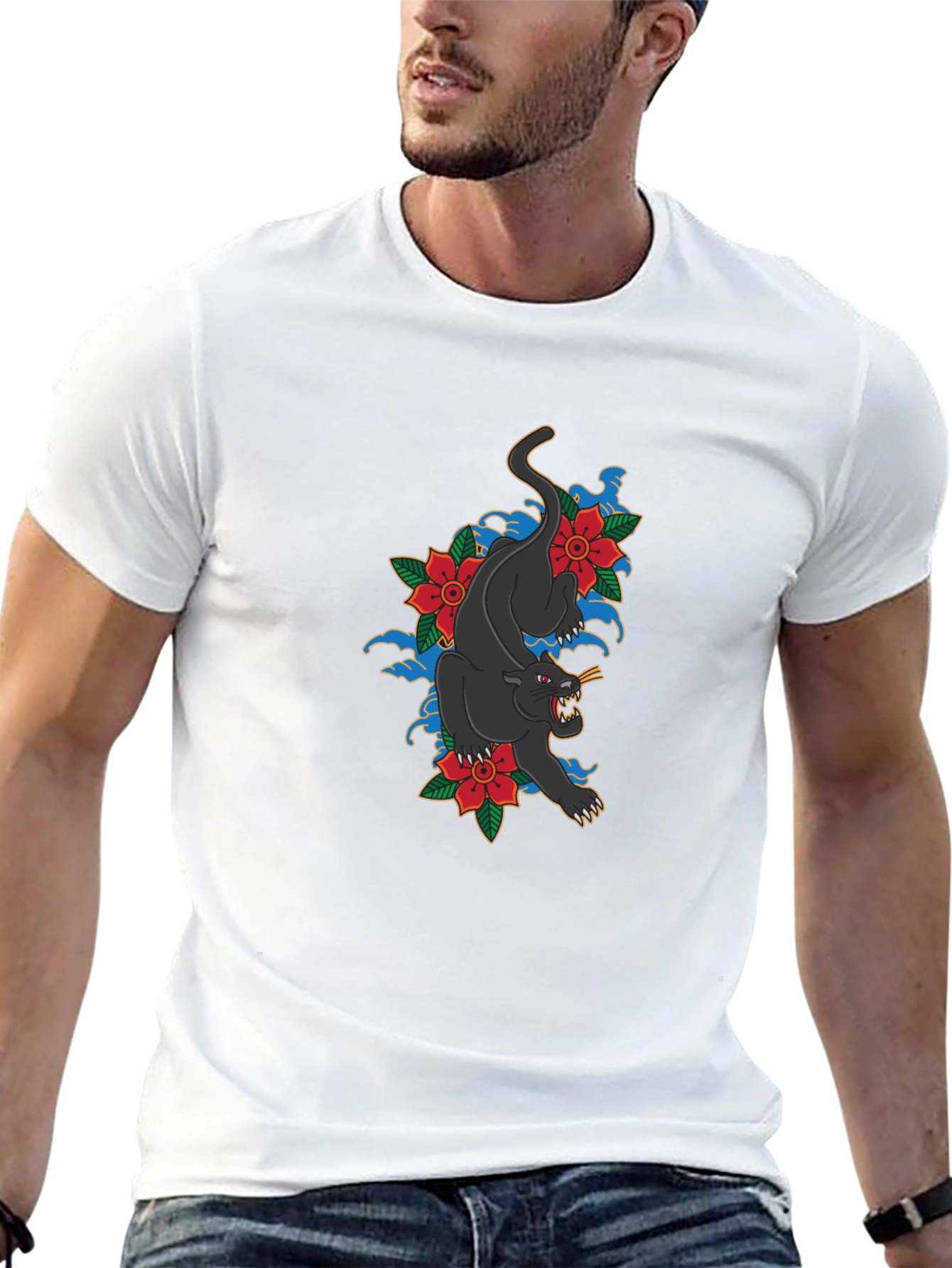 Black Panther Floral T-Shirt - Stylish Graphic Tee