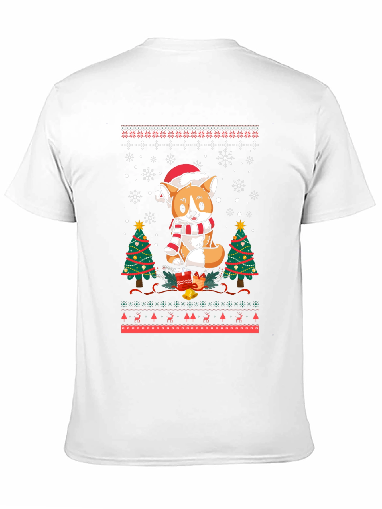 Festive Corgi Christmas Ugly Sweater T-Shirt