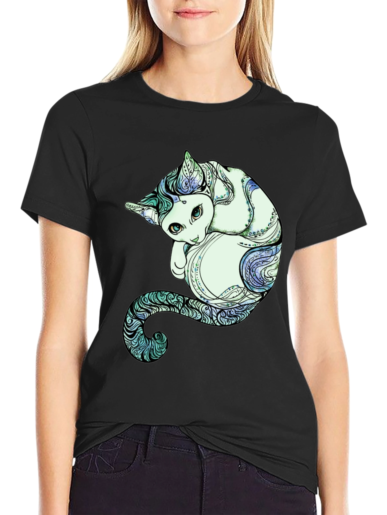 Unique Cat Graphic Tee - Artistic Comfort