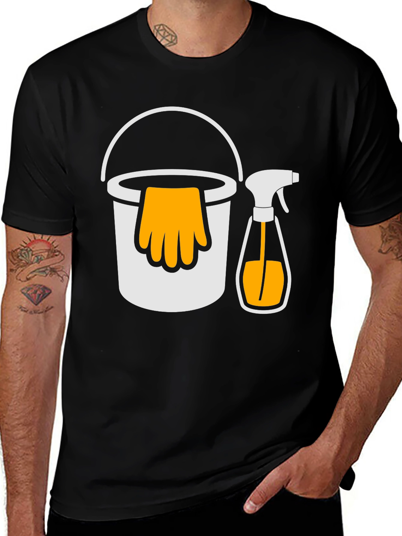 Cleaning Crew T-Shirt - Bucket and Spray Design
