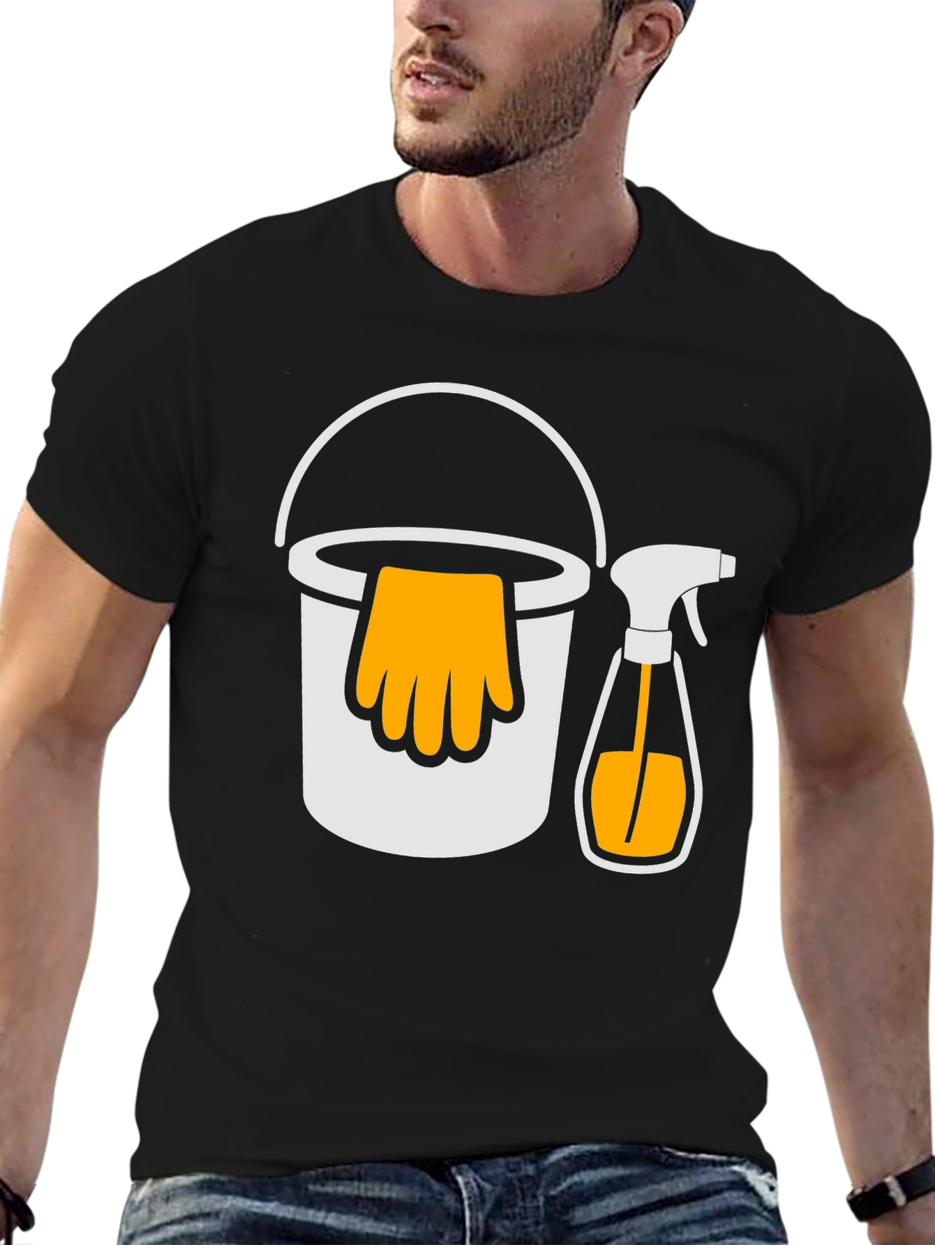Cleaning Crew T-Shirt - Bucket and Spray Design