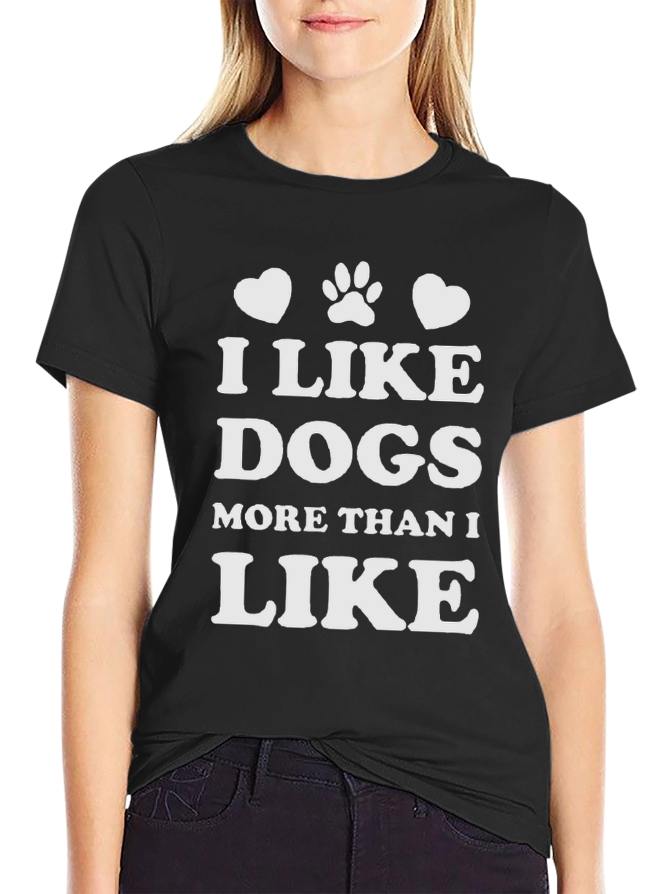 I Like Dogs T-Shirt - Black Cotton Blend