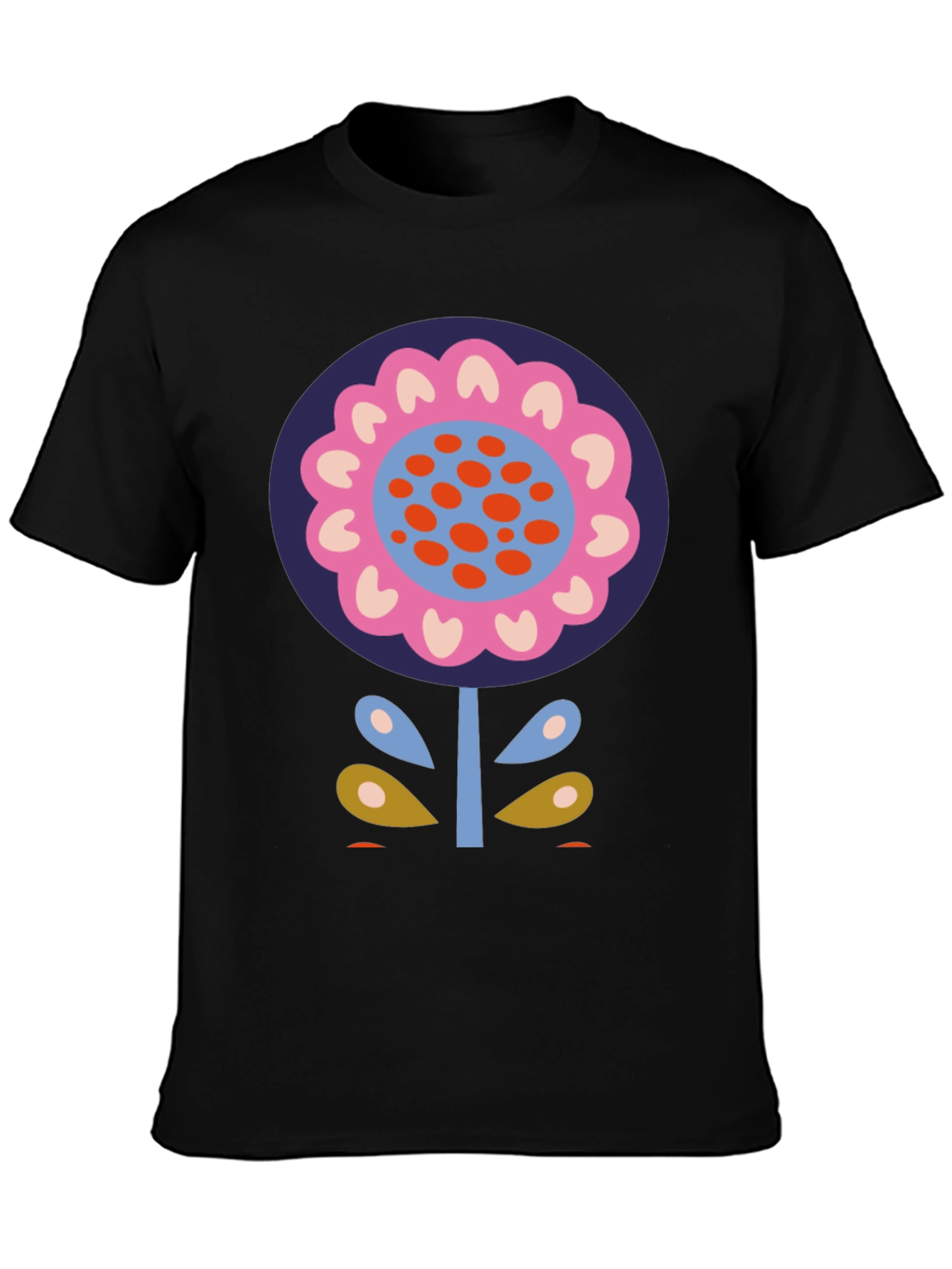 Bold Floral Graphic Print Black T-Shirt