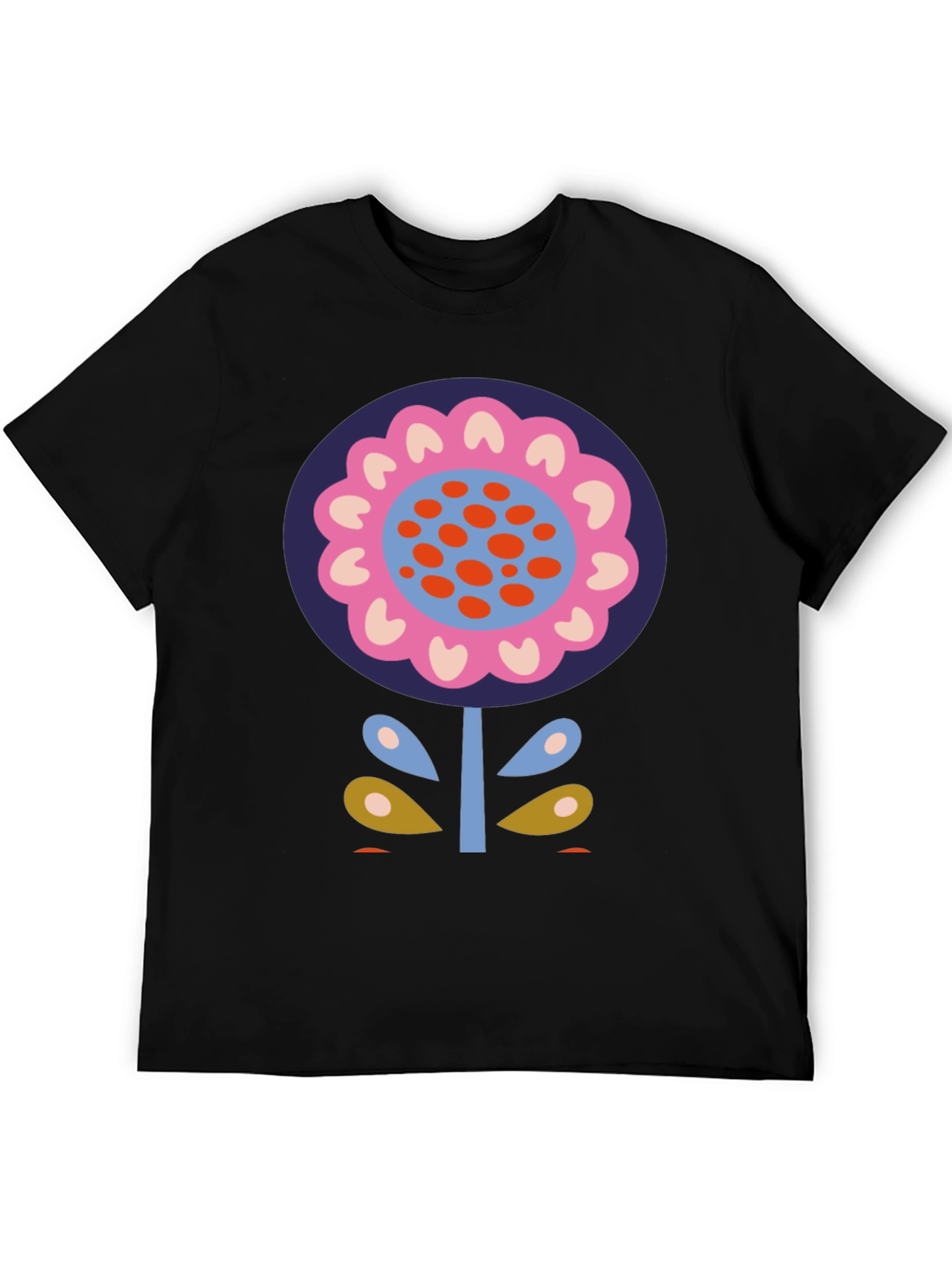 Bold Floral Graphic Print Black T-Shirt
