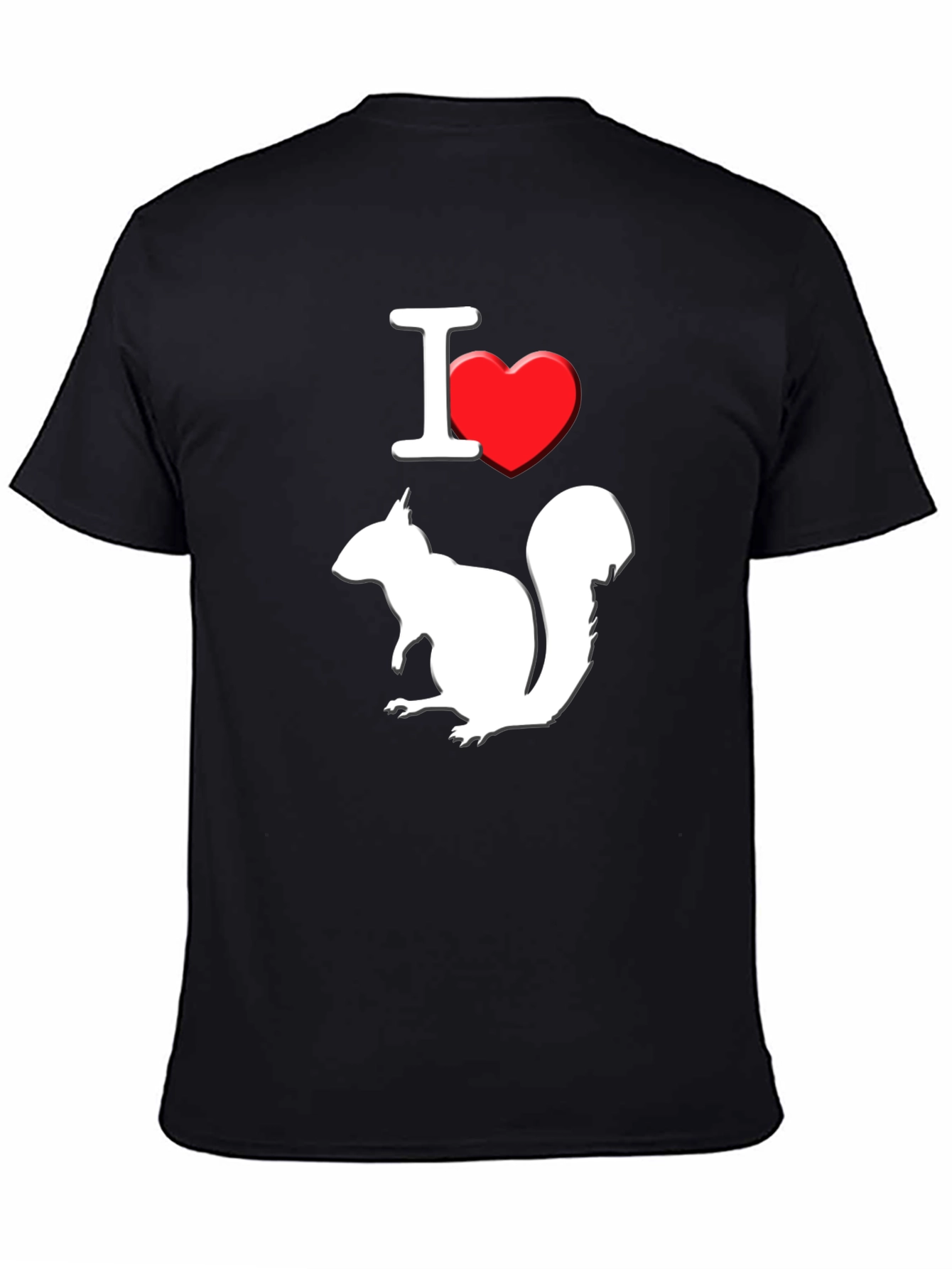 I Love Squirrels T-Shirt Black Cotton Graphic Tee
