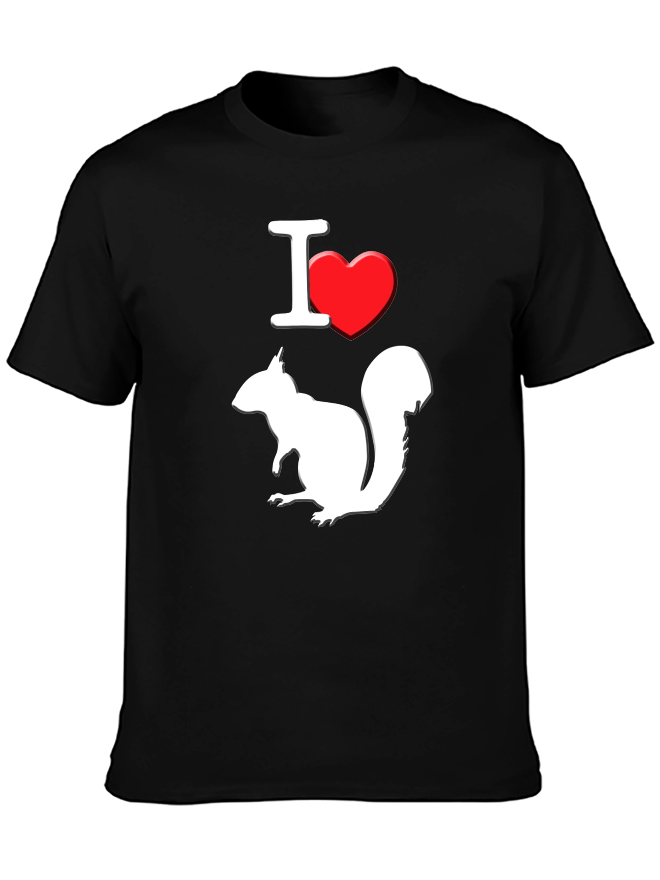 I Love Squirrels T-Shirt Black Cotton Graphic Tee