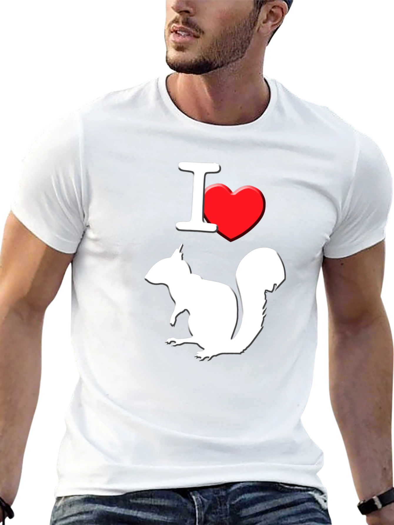 I Love Squirrels T-Shirt Black Cotton Graphic Tee