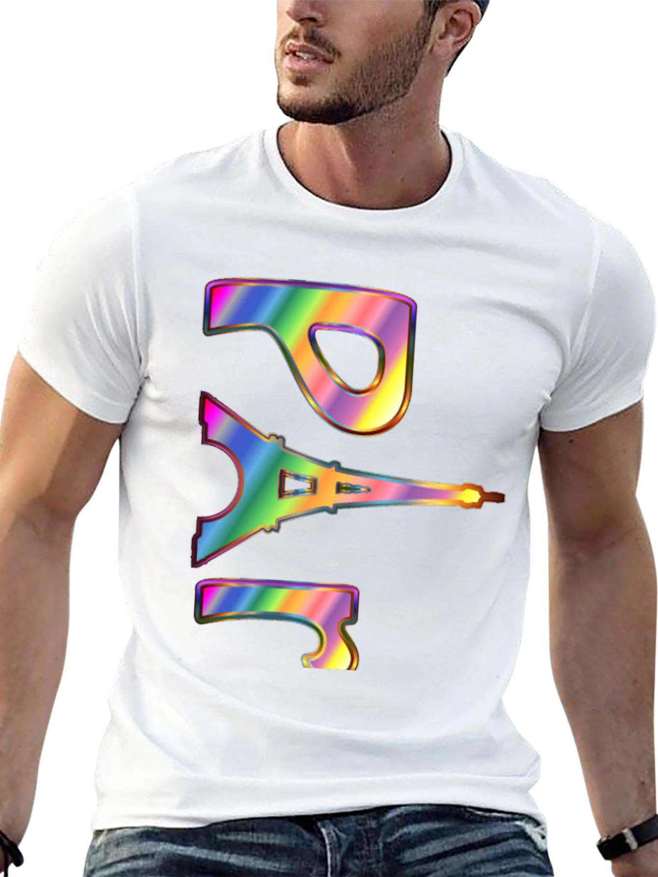Paris Eiffel Tower Rainbow Graphic T-Shirt