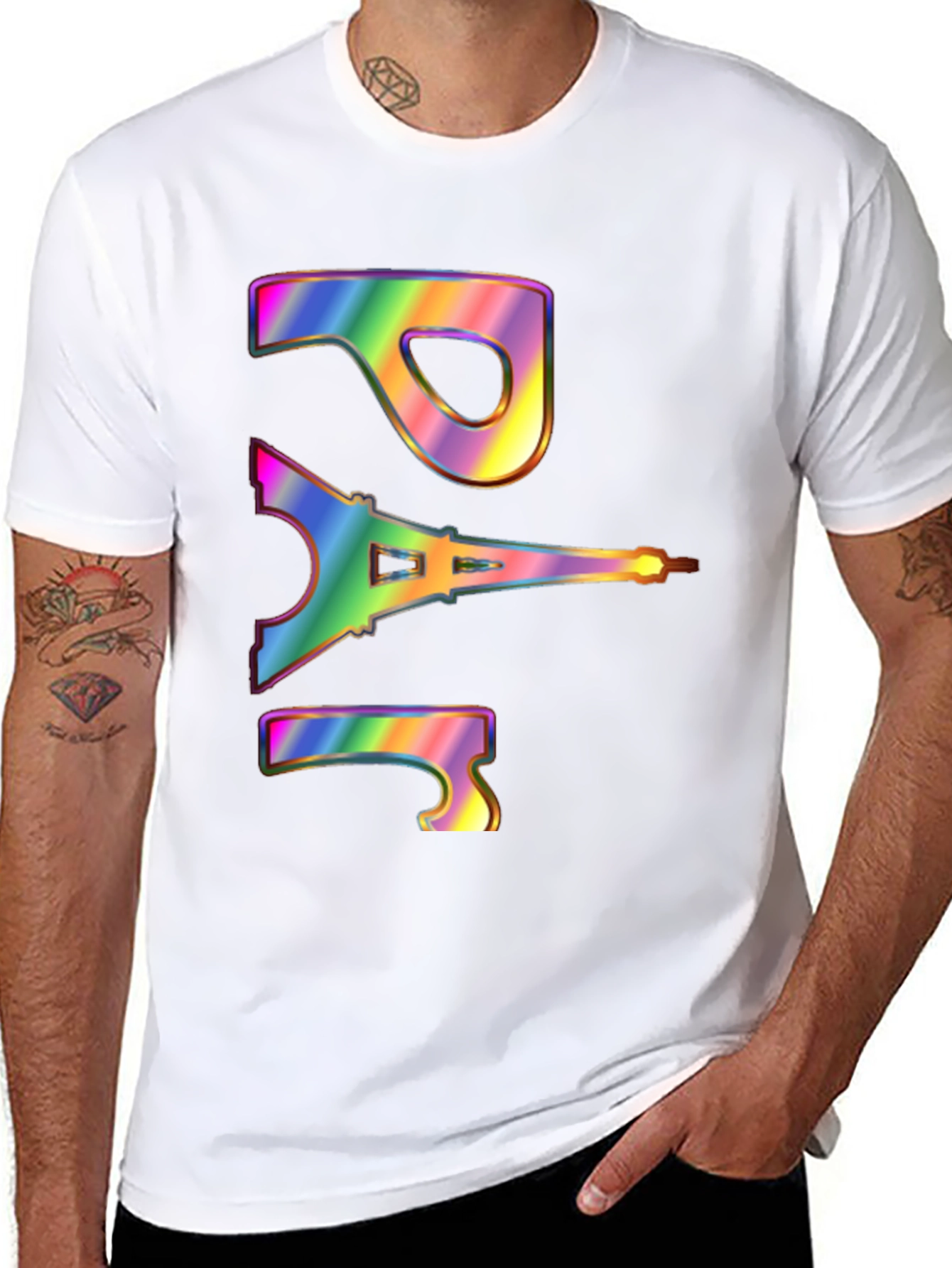 Paris Eiffel Tower Rainbow Graphic T-Shirt