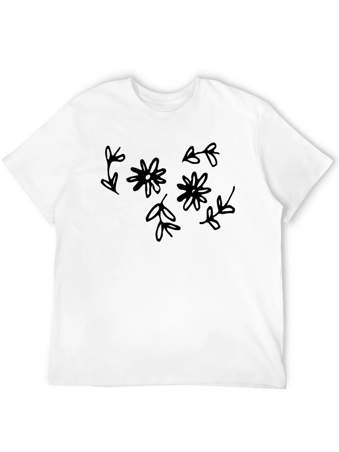 Floral Black Graphic Tee - Casual Style