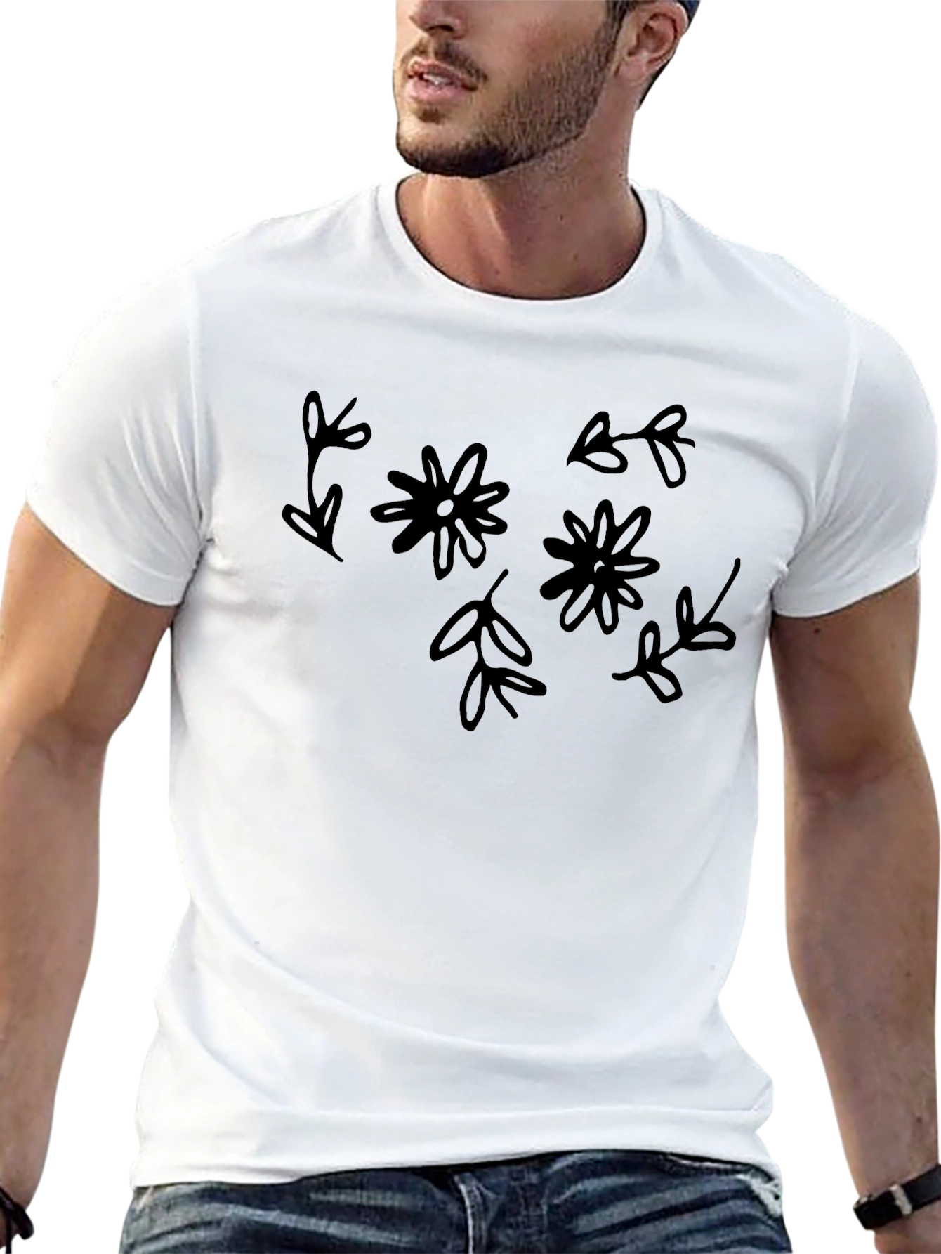 Floral Black Graphic Tee - Casual Style