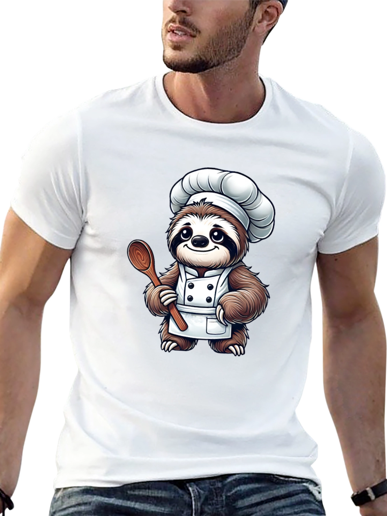 Chef Sloth T-Shirt - Cartoon Foodie Tee