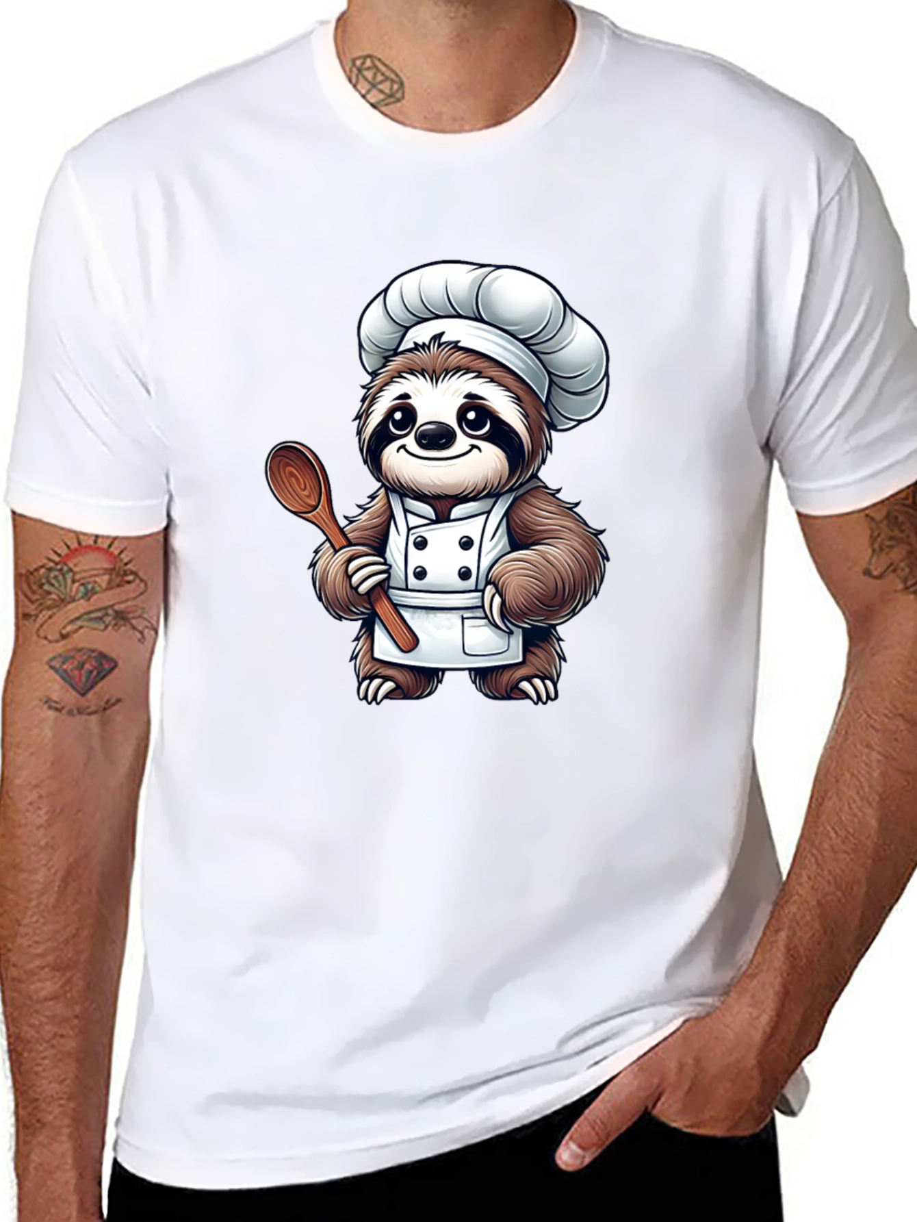 Chef Sloth T-Shirt - Cartoon Foodie Tee