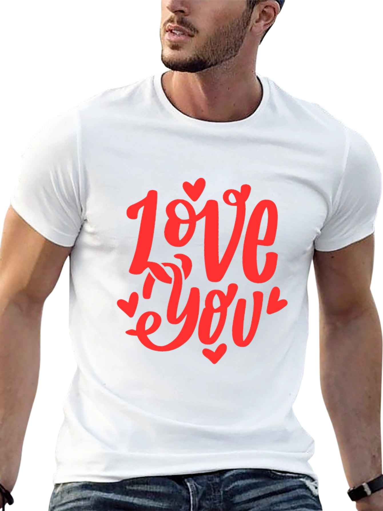 Love You Graphic Black T-Shirt - Valentines Day