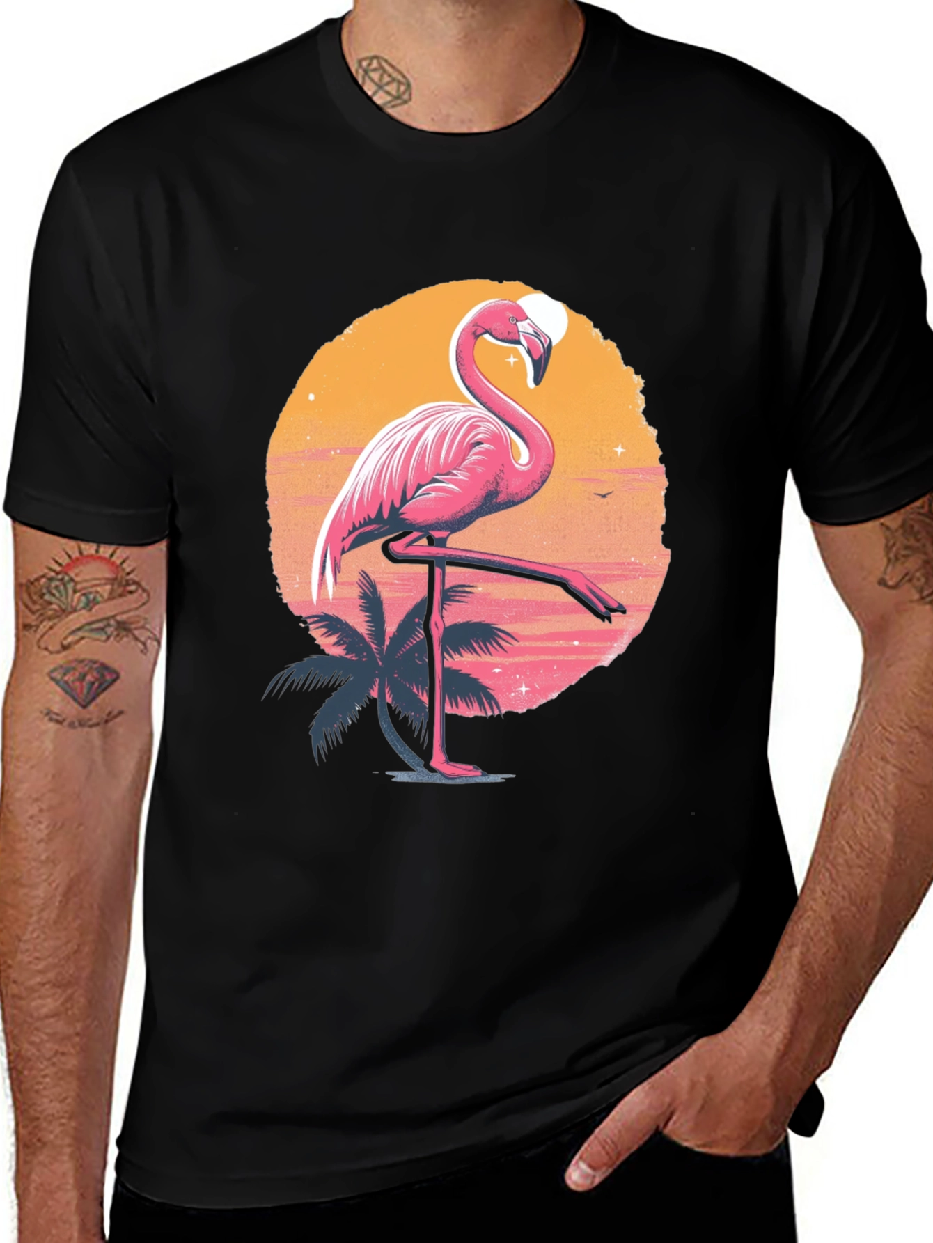Flamingo Sunset Graphic Tee - Tropical Summer Vibes