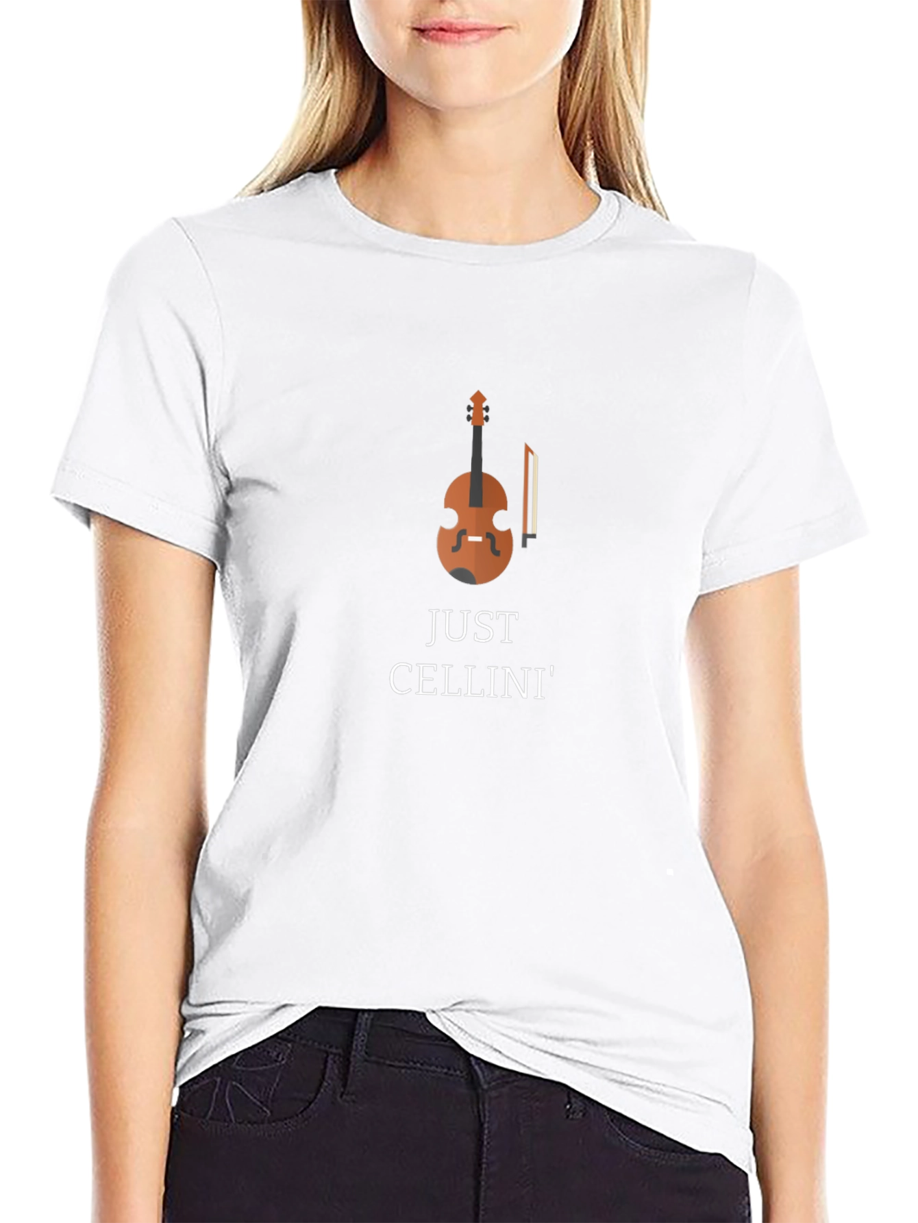Just Cellini Black T-Shirt Cello Graphic Tee