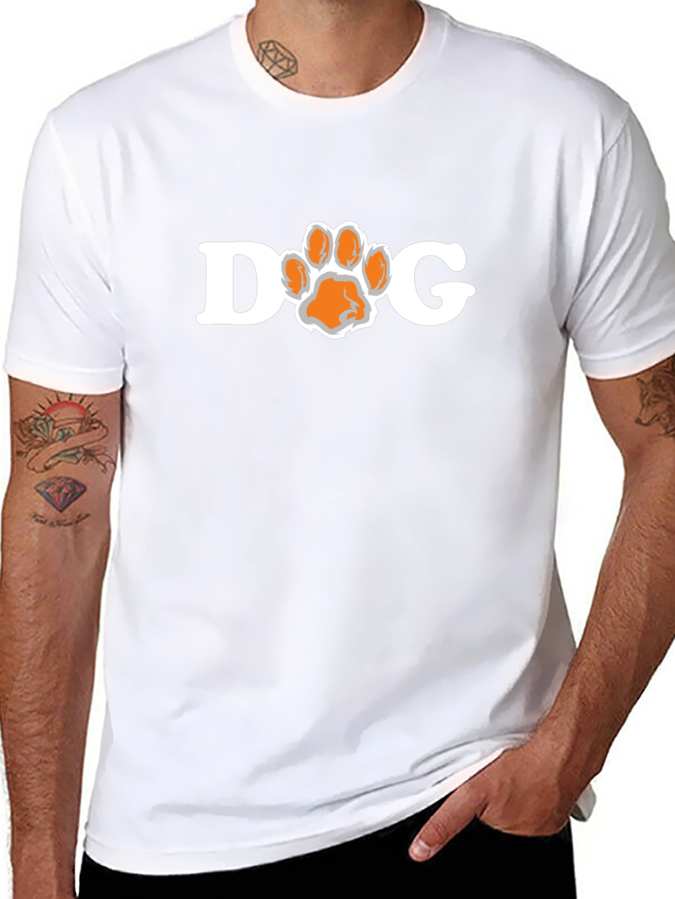 Dog Paw Print T-Shirt - Black