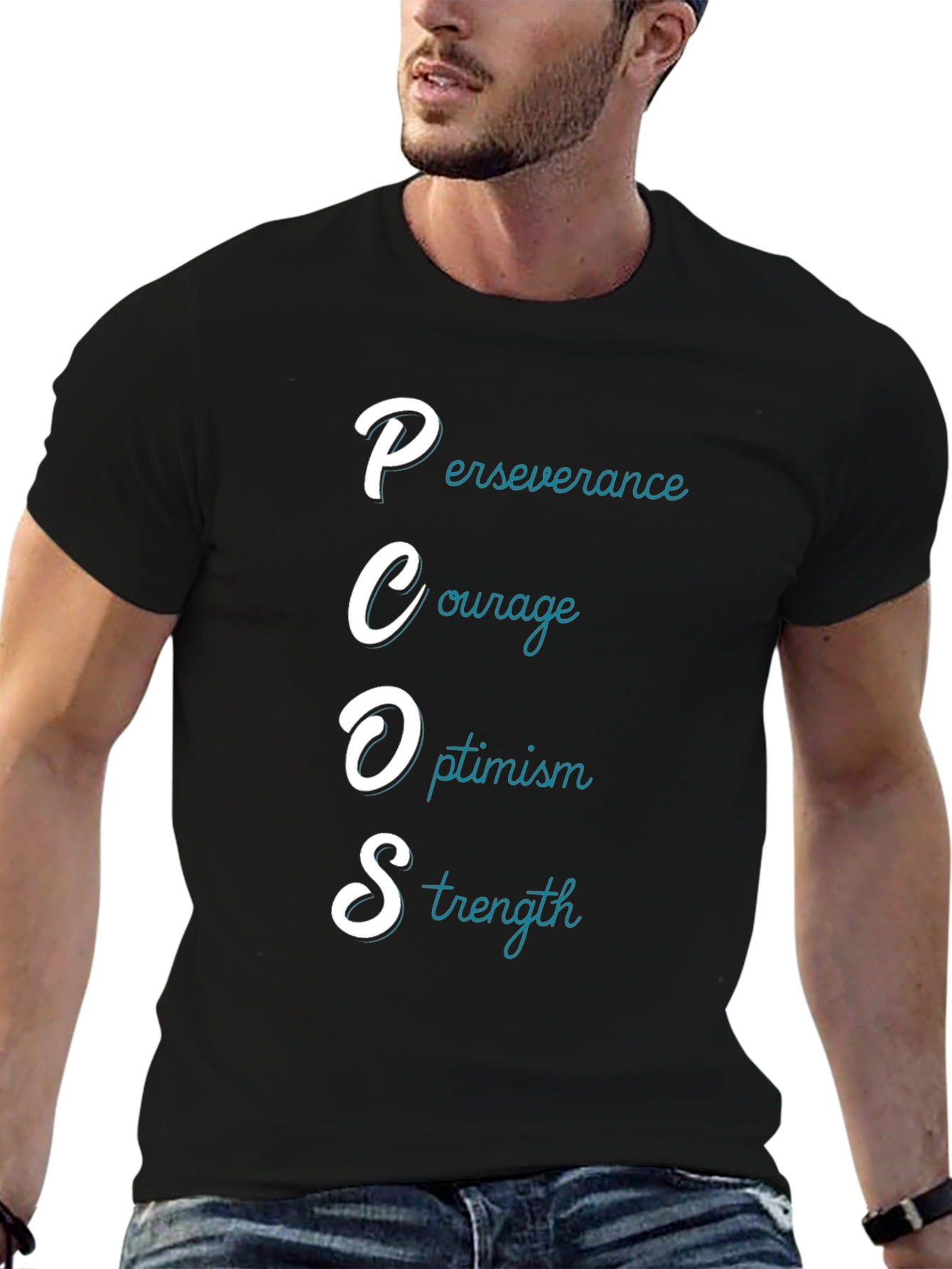 PCOS Awareness T-Shirt: Perseverance Courage Optimism Strength