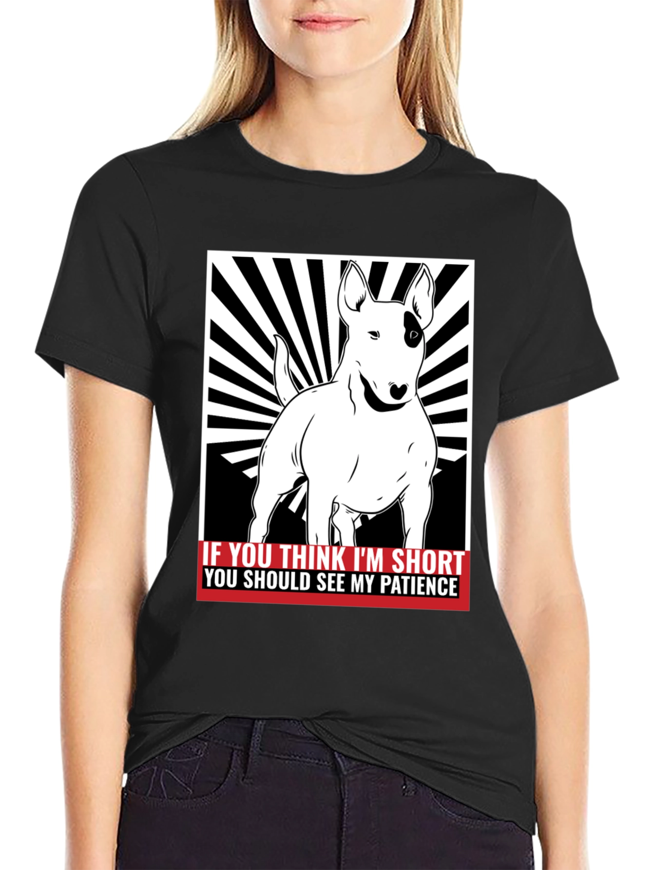 Funny Bull Terrier Short Patience Mens T-Shirt
